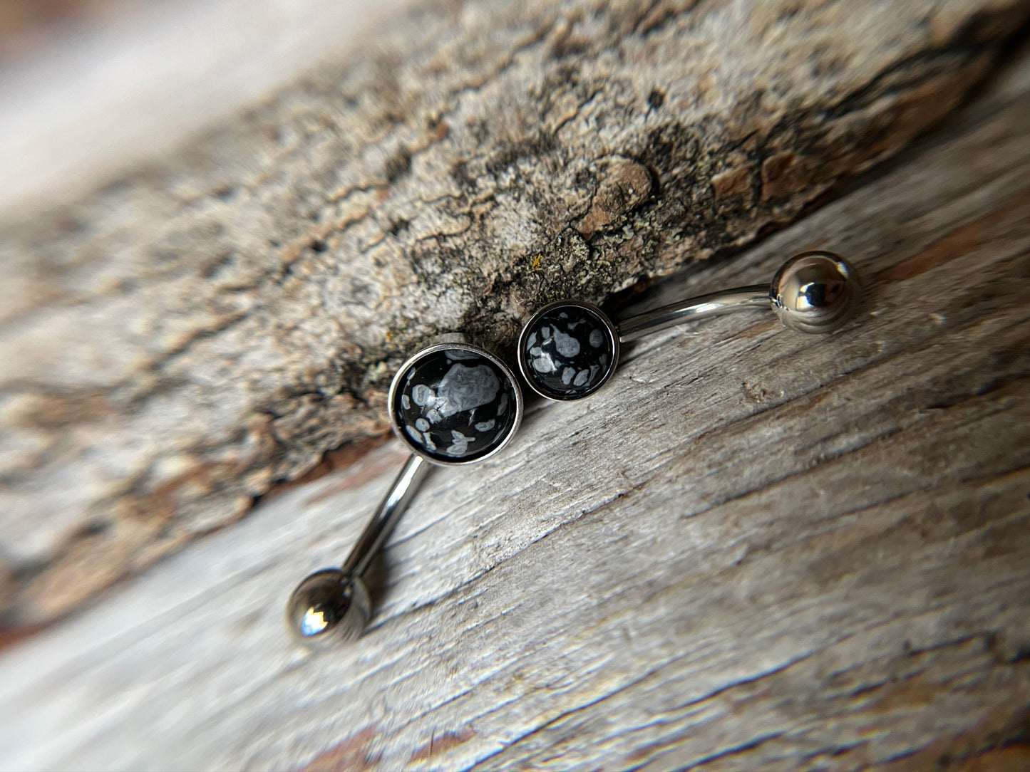 Snowflake Obsidian Natural Volcanic Glass Belly Ring