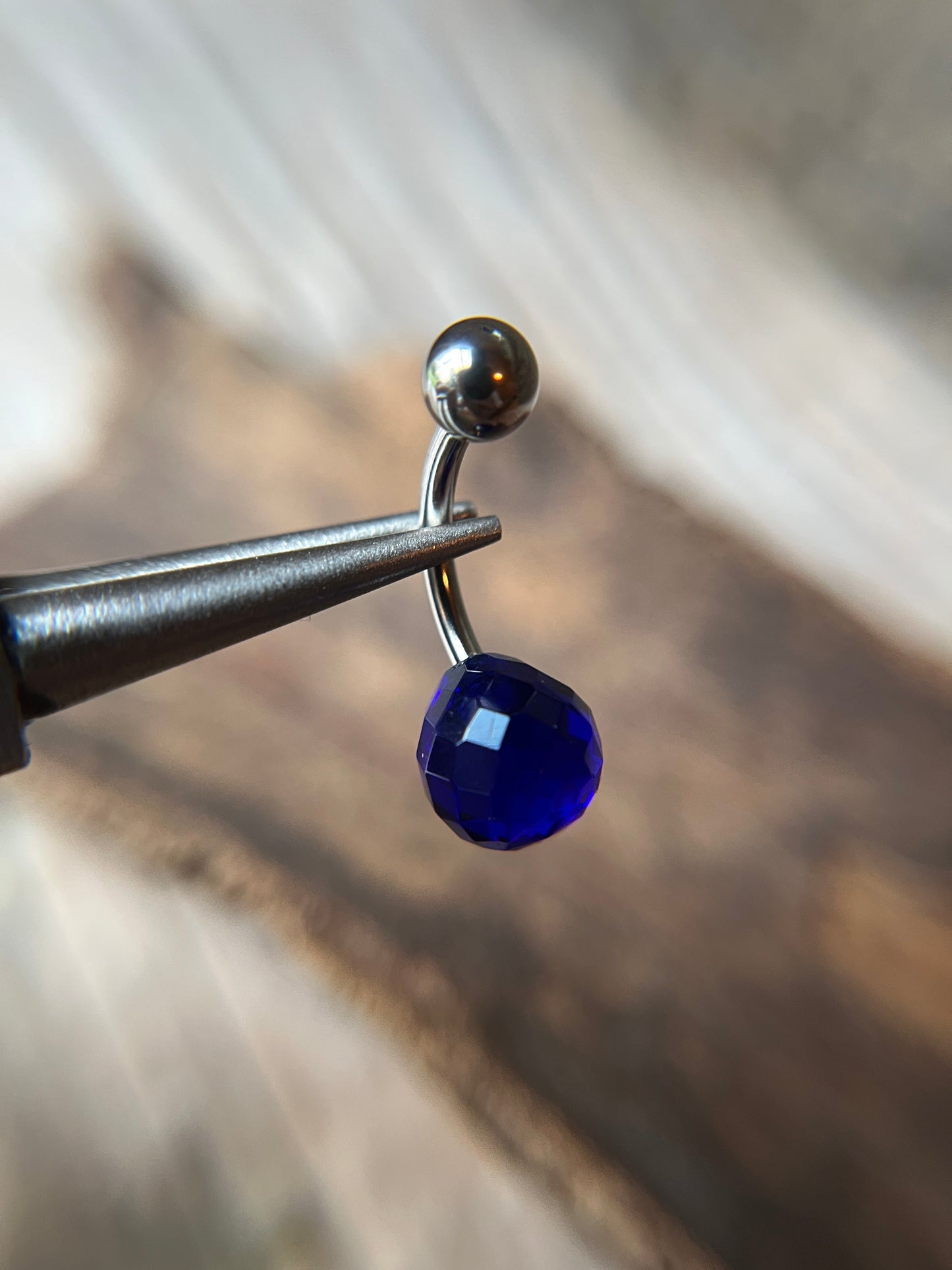 Faceted Teardrop Hydro Quartz Sapphire Gold, Black or Steel Belly or VCH Barbell