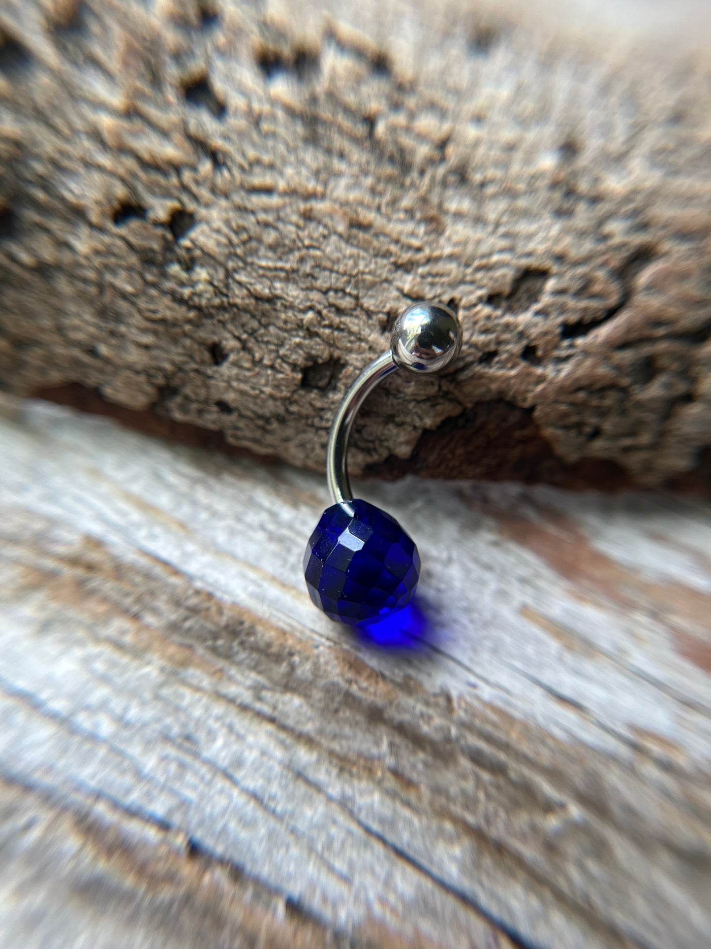 Faceted Teardrop Hydro Quartz Sapphire Gold, Black or Steel Belly or VCH Barbell