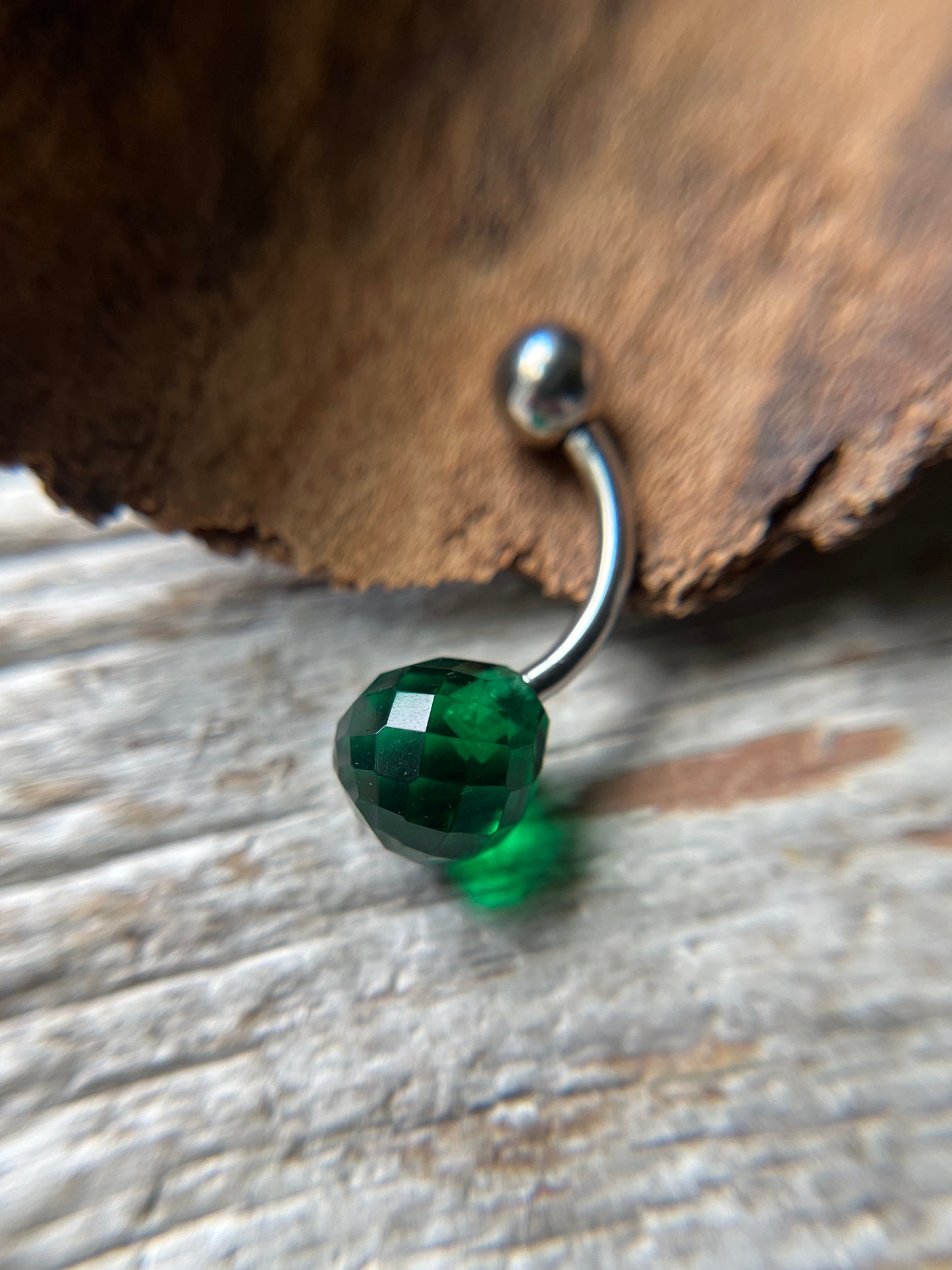 Hydro Quartz Emerald Faceted Teardrop Belly or VCH Barbell