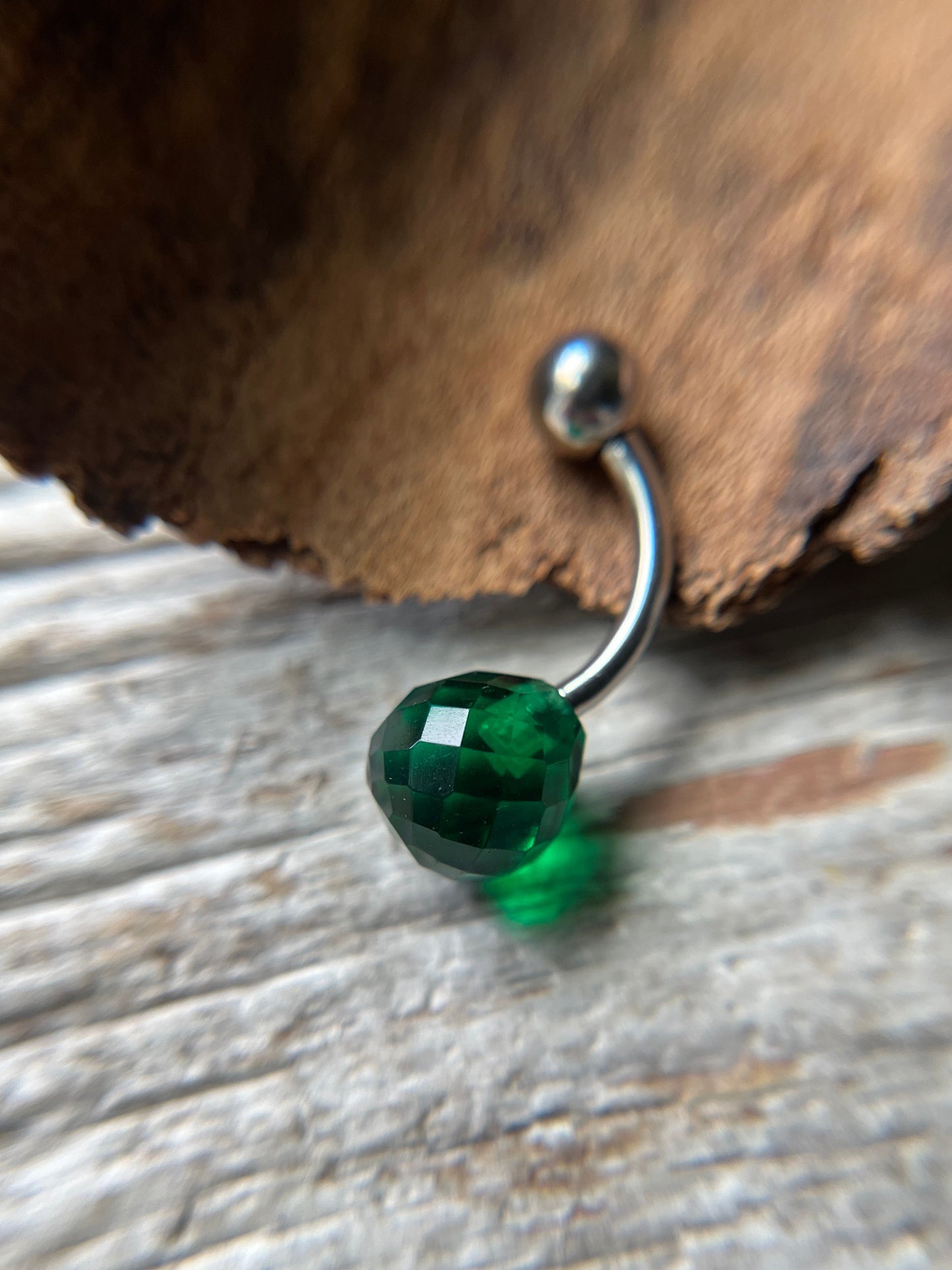 Faceted Teardrop Hydro Quartz Emerald Gold, Black or Steel Belly or VCH Barbell