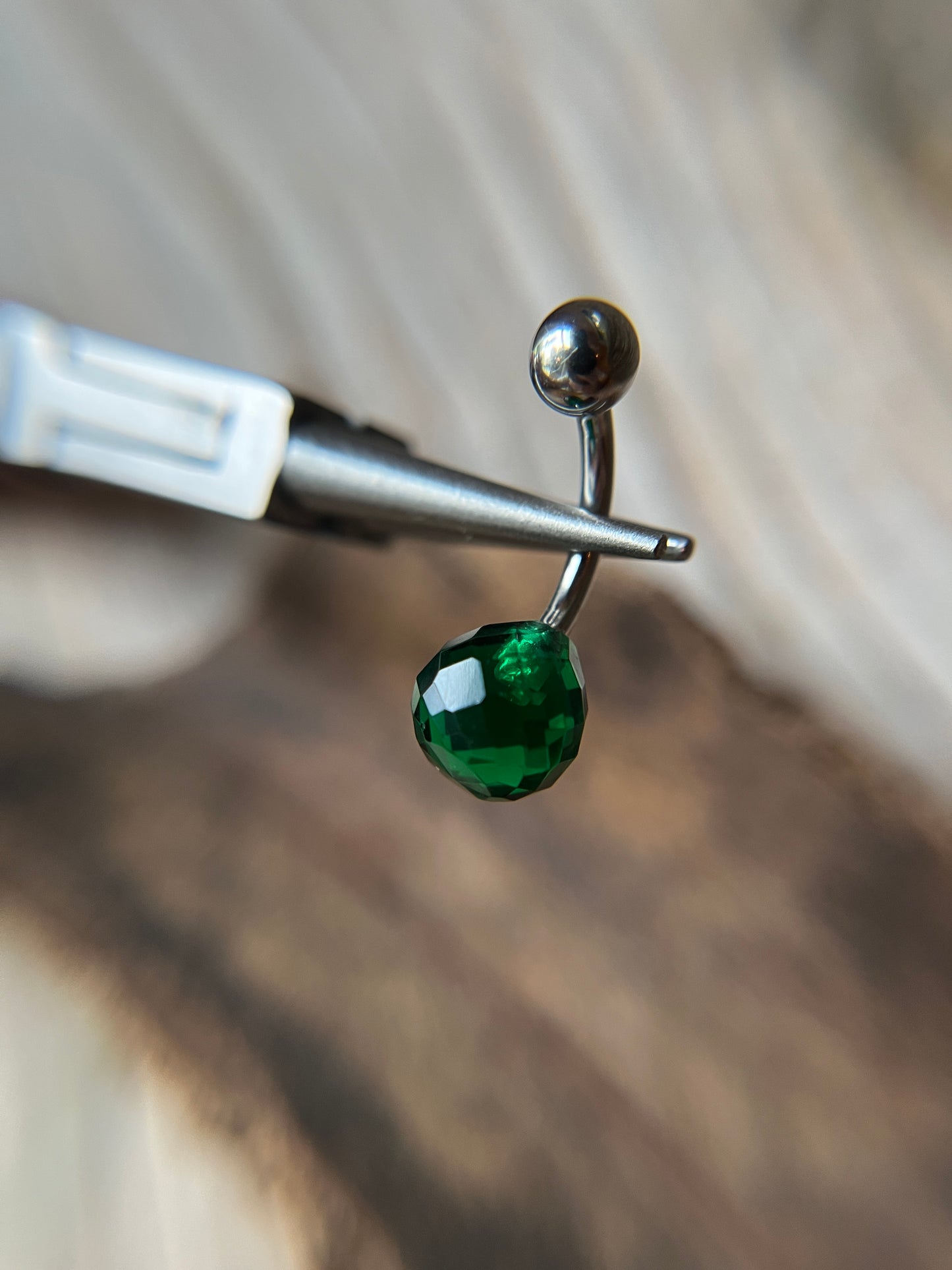 Faceted Teardrop Hydro Quartz Emerald Gold, Black or Steel Belly or VCH Barbell