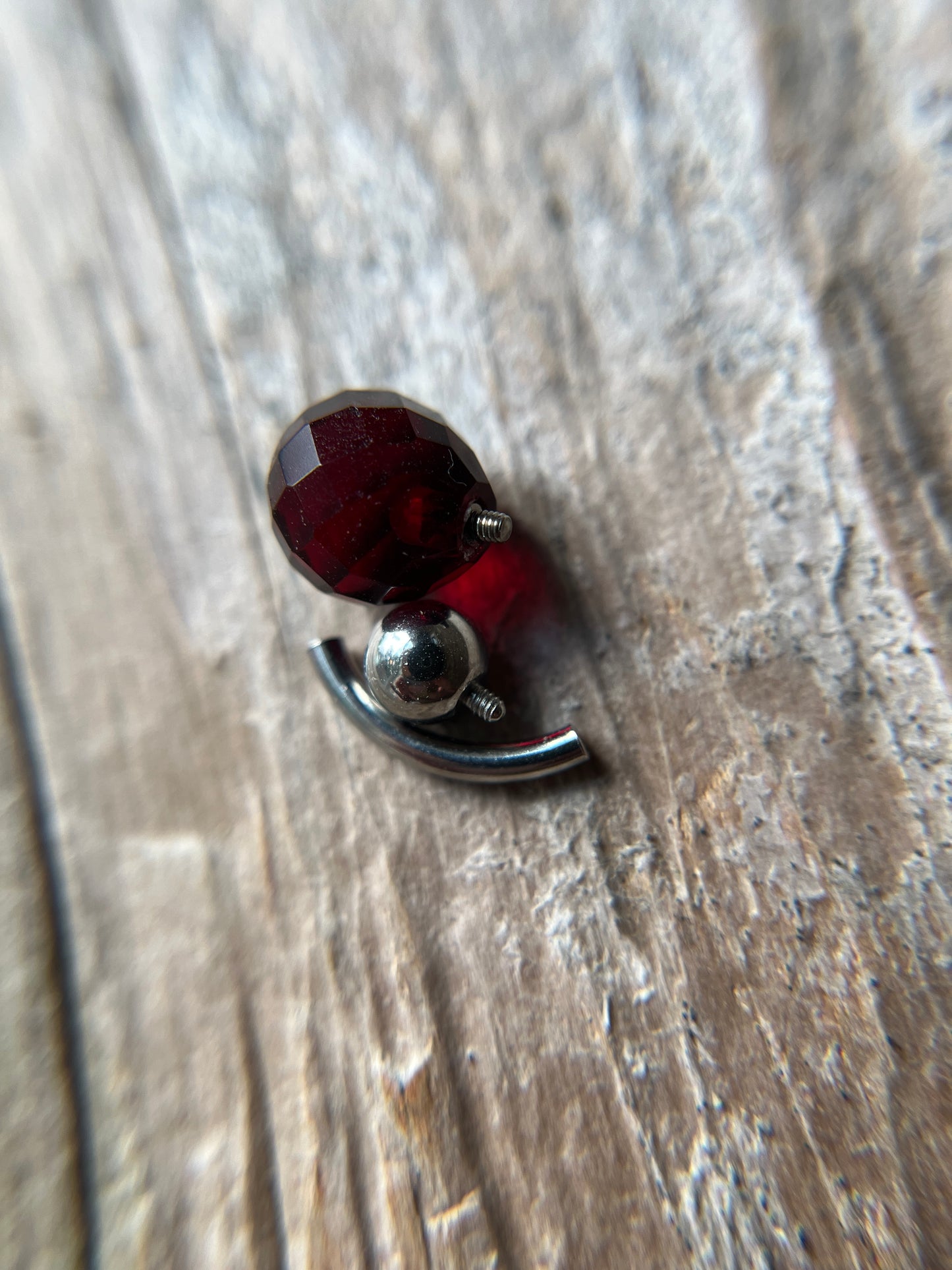 Hydro Quartz Garnet Faceted Teardrop Belly or VCH Barbell