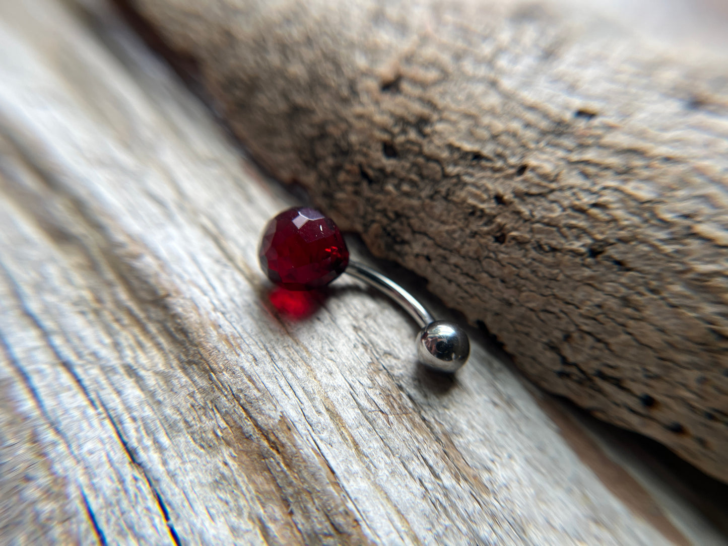 Hydro Quartz Garnet Faceted Teardrop Belly or VCH Barbell