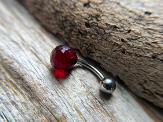 Hydro Quartz Garnet Faceted Teardrop Belly or VCH Barbell