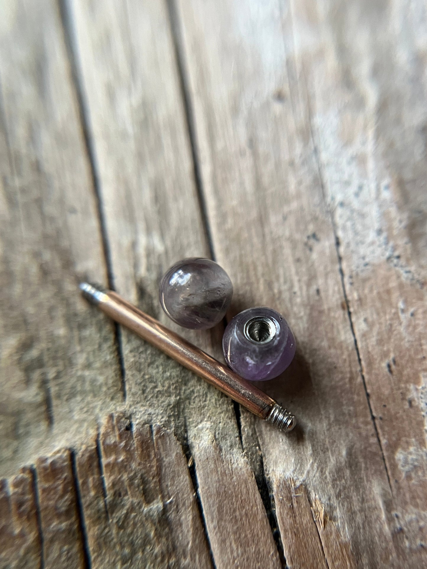 Amethyst Natural Stone Gold Titanium Ion Plated Tongue Nipple Barbell