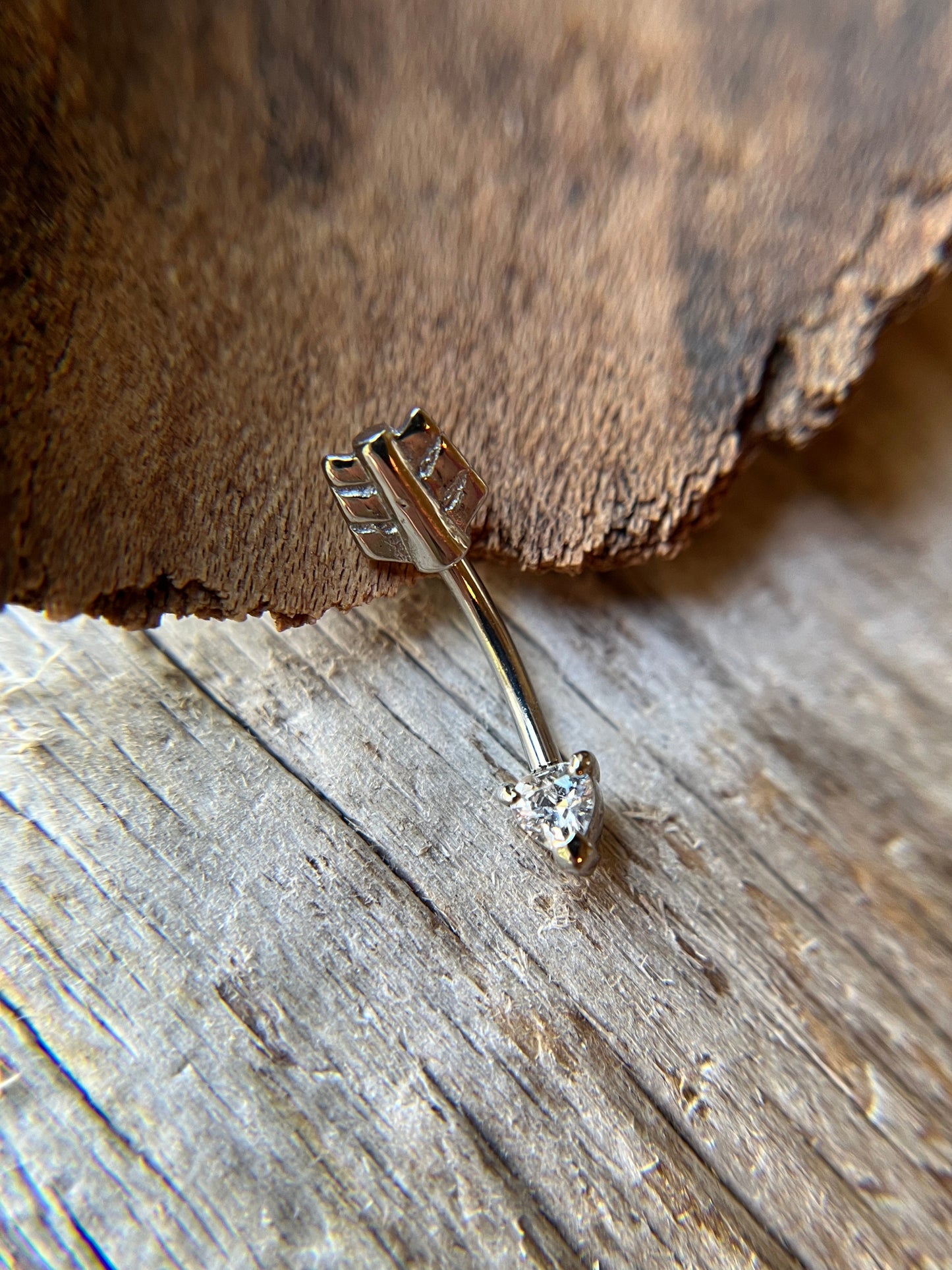 Heart Arrow Pronged Crystal Gem 16G Curved Barbell 100% Surgical Steel