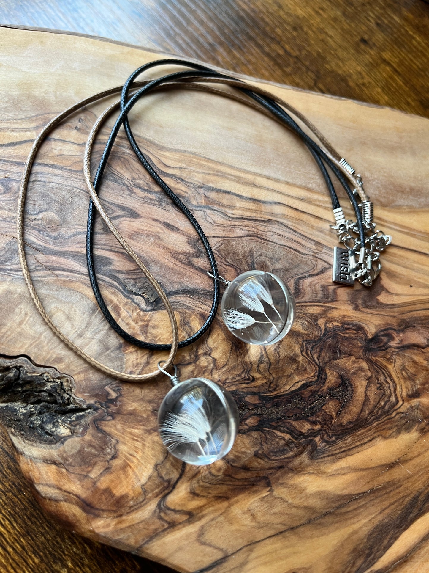 Real Dandelion Seeds Glass Pendant Necklace