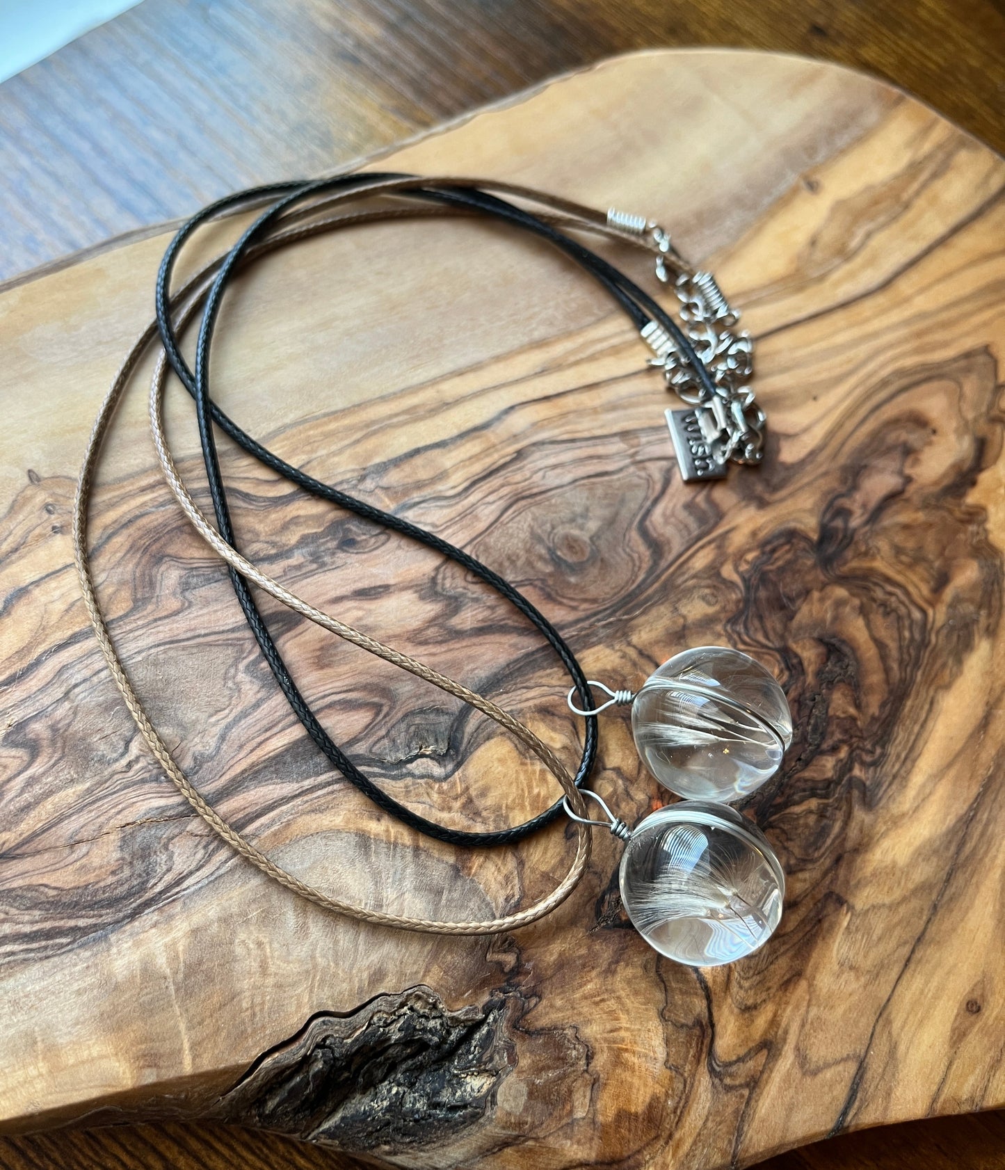 Real Dandelion Seeds Glass Pendant Necklace