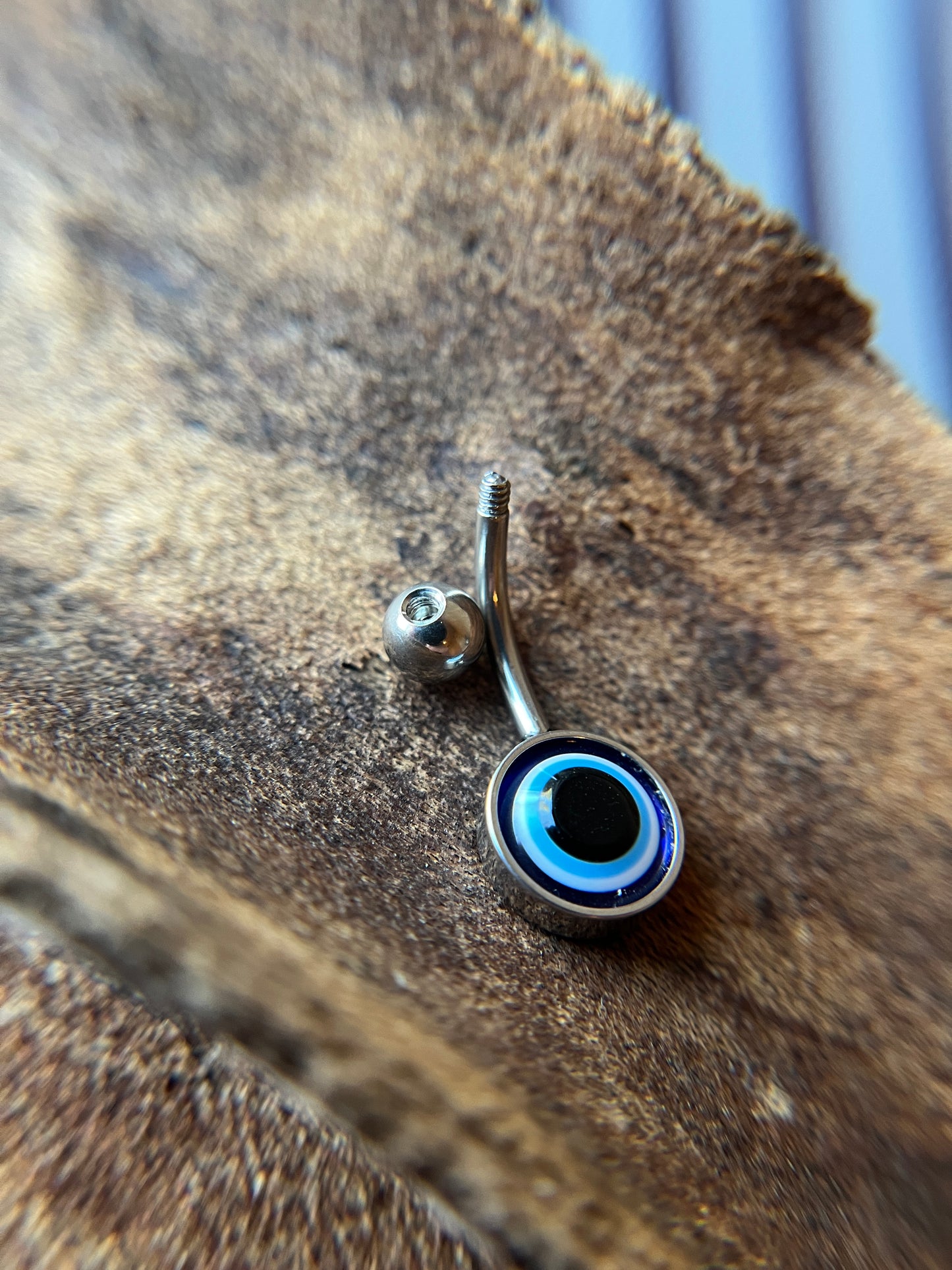 Blue Evil Eye Cabochon Belly Ring