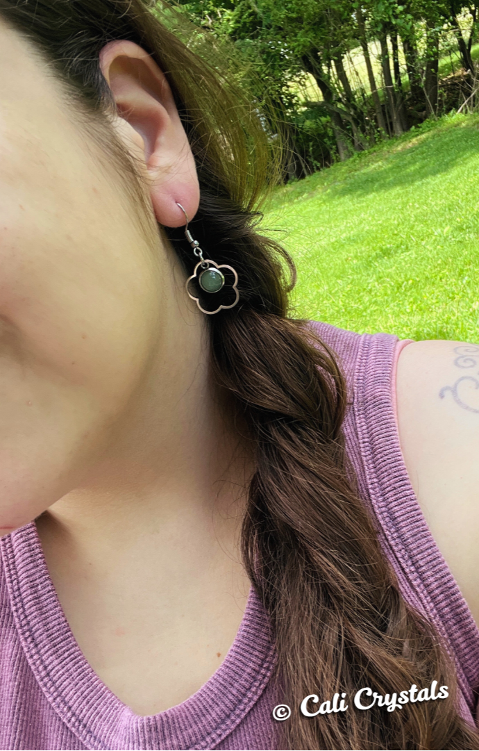 Amethyst Natural Stone 90's Vibes Flower Earrings