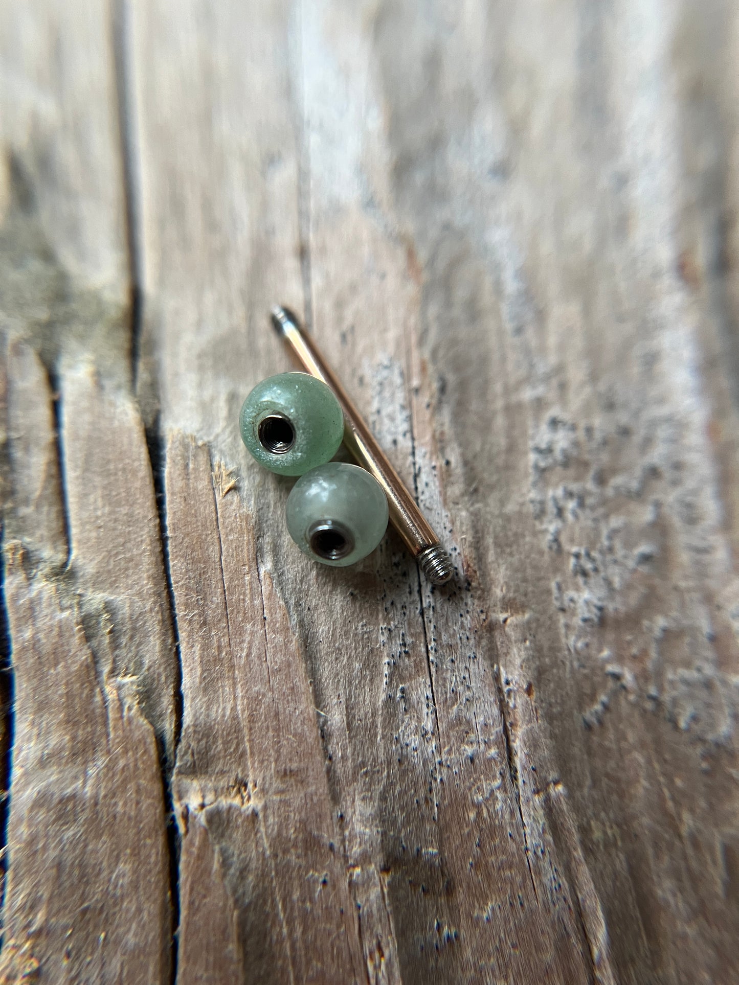 Green Aventurine Natural Stone Rose Gold Titanium Ion Plated Tongue Nipple Barbell