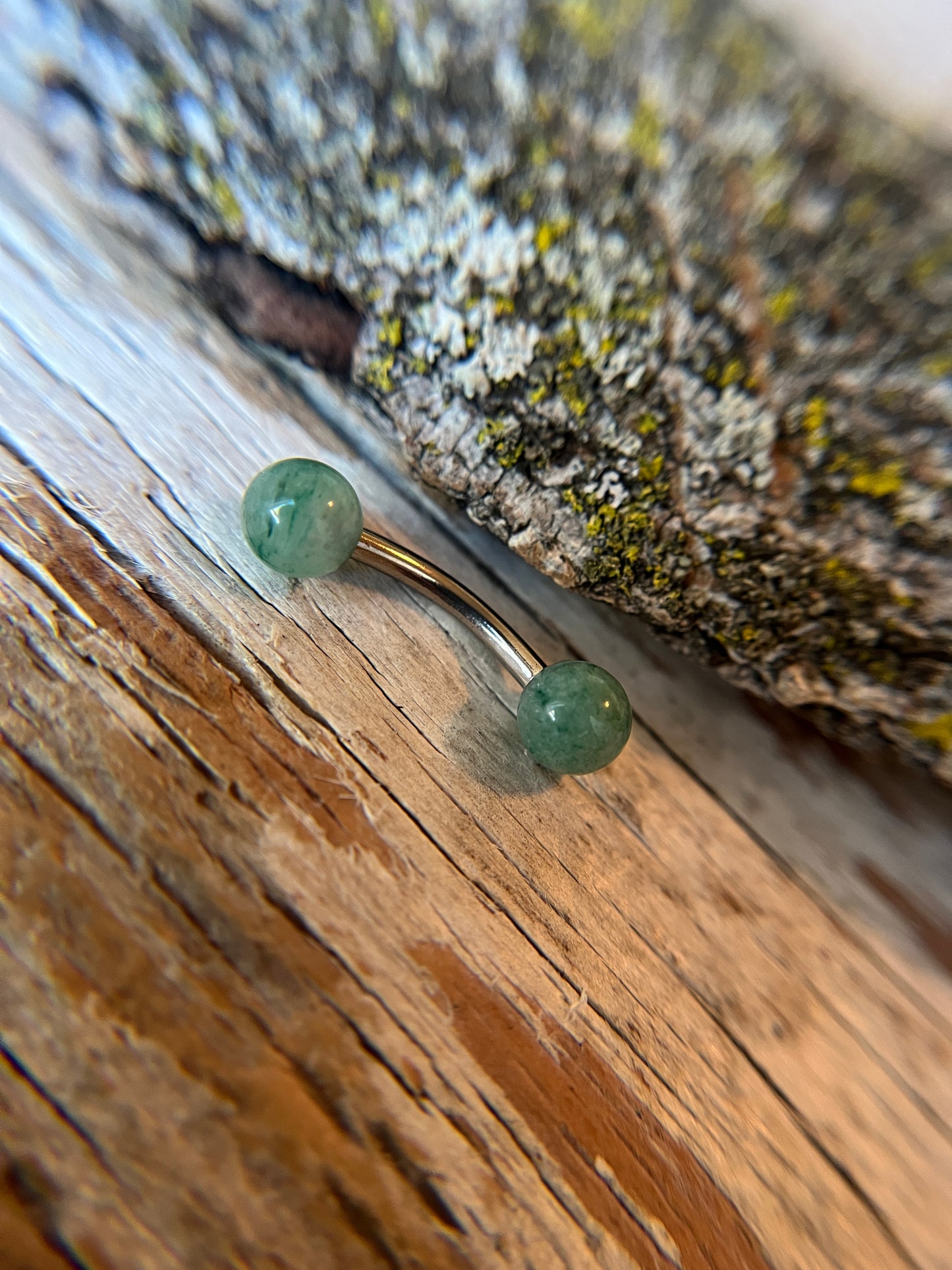 Green Aventurine Petite Natural Stone Pick Your Finish Color 14G Curved Barbell