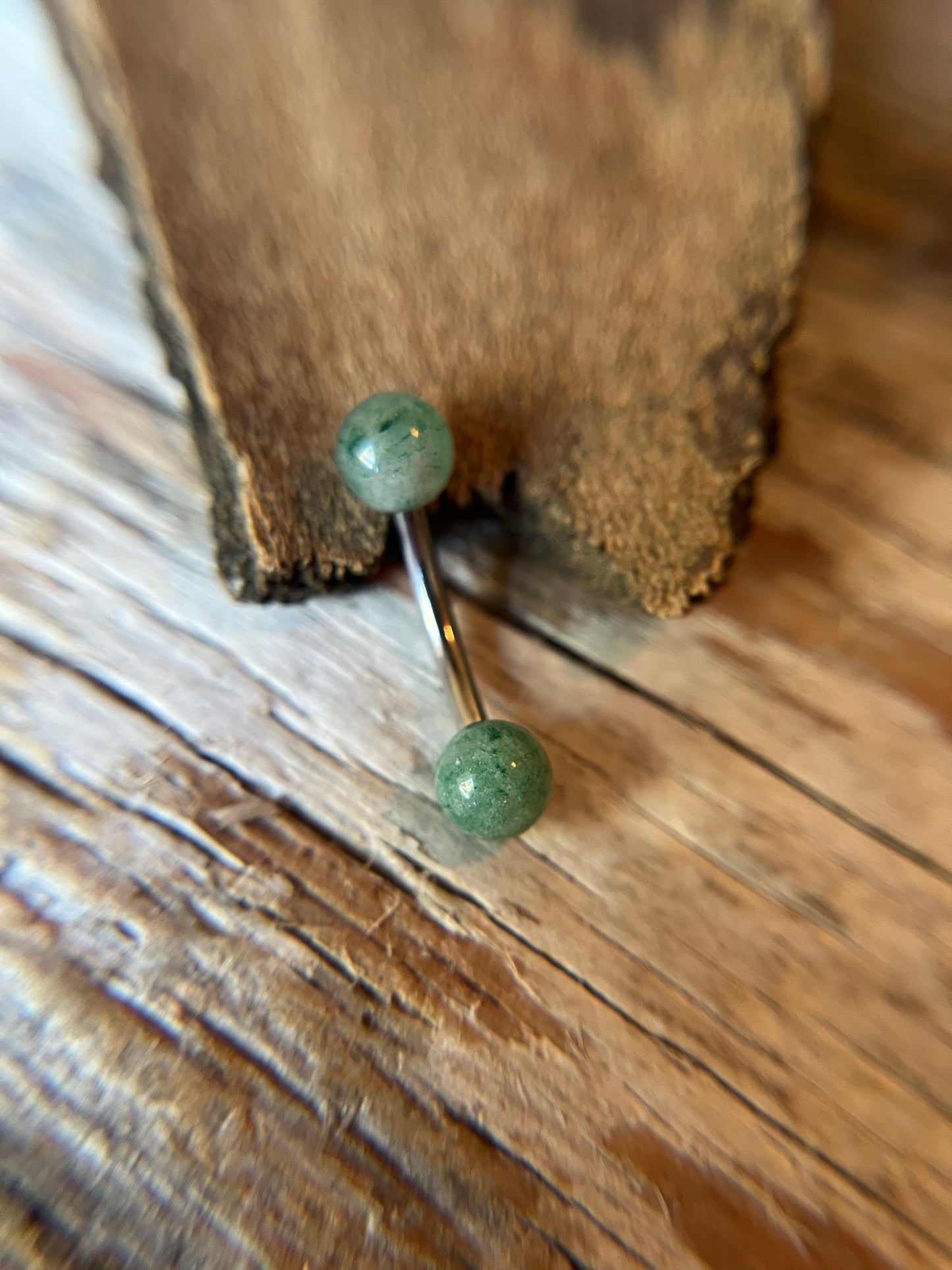 Green Aventurine Petite Natural Stone Pick Your Finish Color 14G Curved Barbell