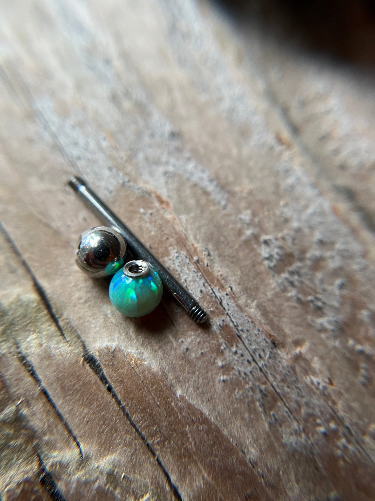 Jade Green Fire Opal Tongue Piercing Barbell