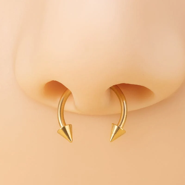 Gold Titanium Ion Plated Spiked 16G Horseshoe Ring