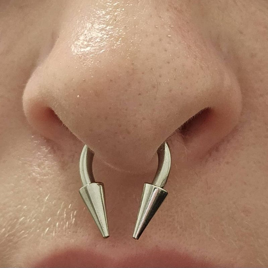 Petite Diameter Size THICK Gauge 12G or 10G Solid 316L Surgical Steel Horseshoe Ring with Long Spikes
