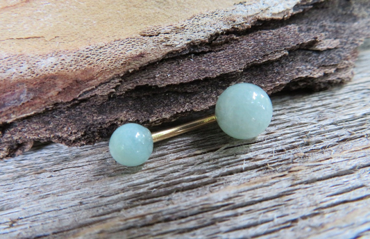 Light Green Aventurine Natural Stone 14G Curved Barbell