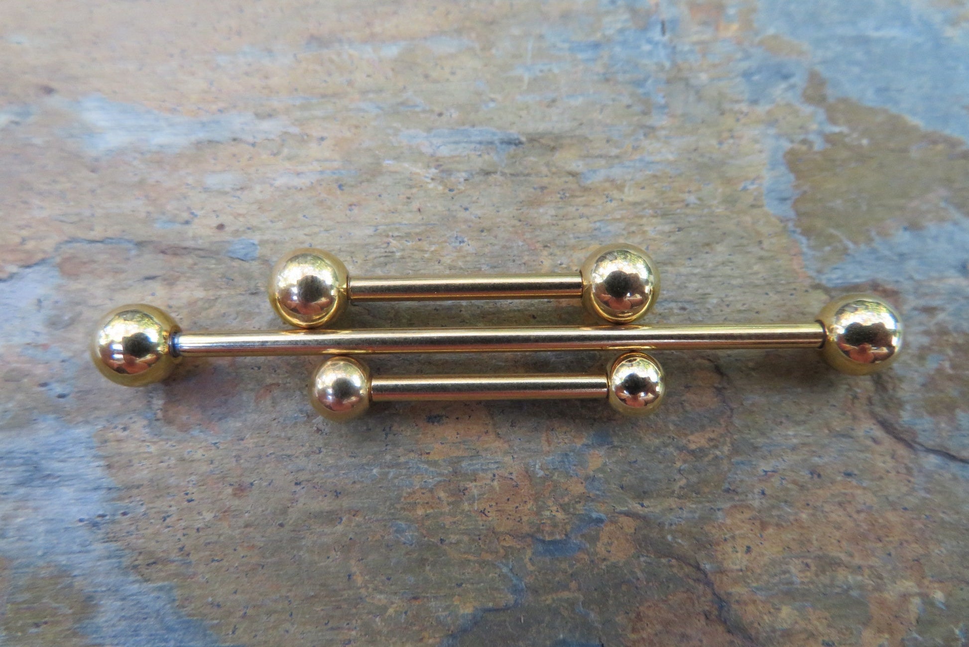 One Single 14g (1.6mm) Barbell Rose Gold IP Custom Length & Ball Size Standard Industrial Nipple Tongue Piercing Bars Scaffold Ring Steel