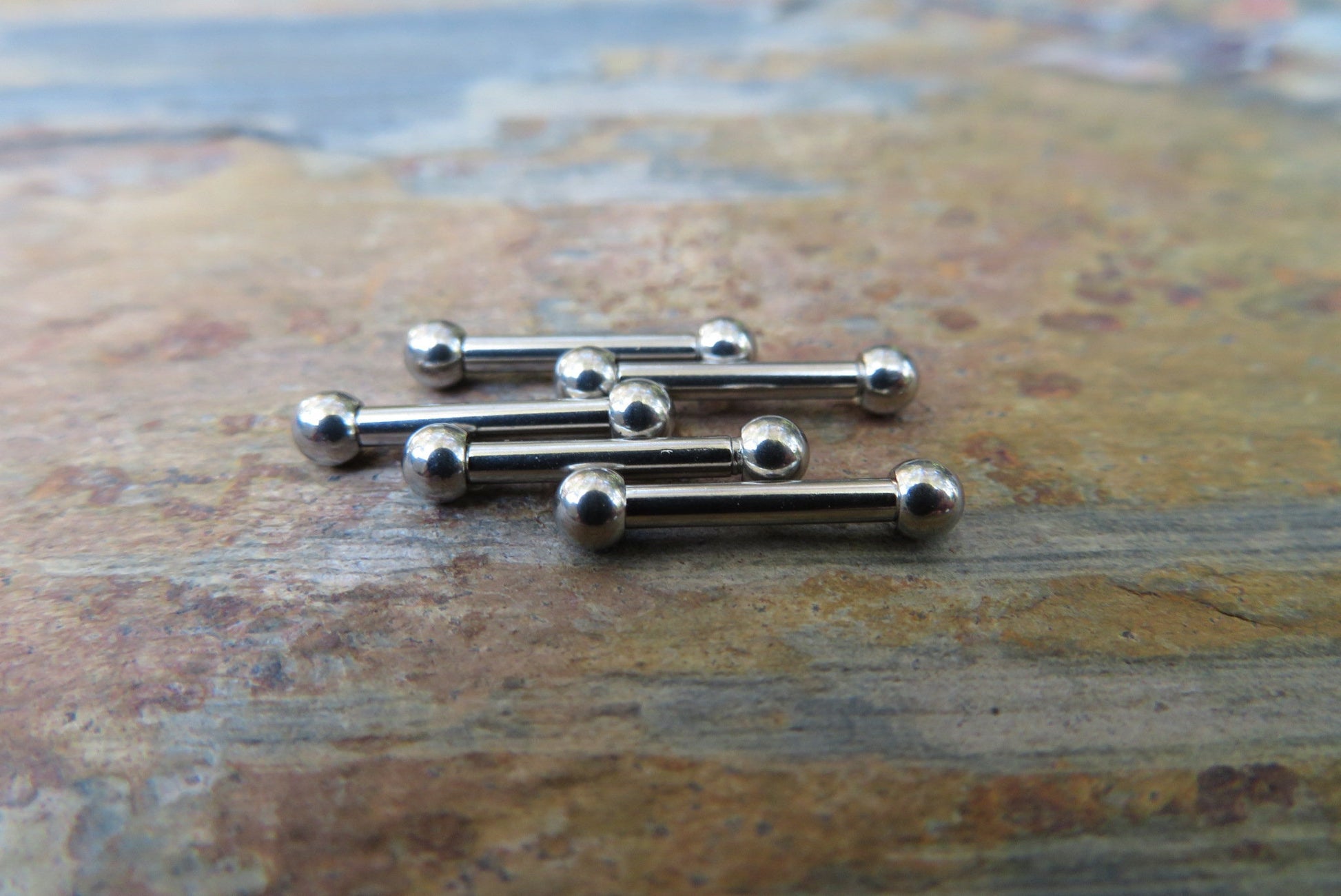 One Single 14g (1.6mm) Barbell 100% Surgical Steel Custom Length & Ball Size Standard Industrial Nipple Tongue Piercing Bars Scaffold Ring