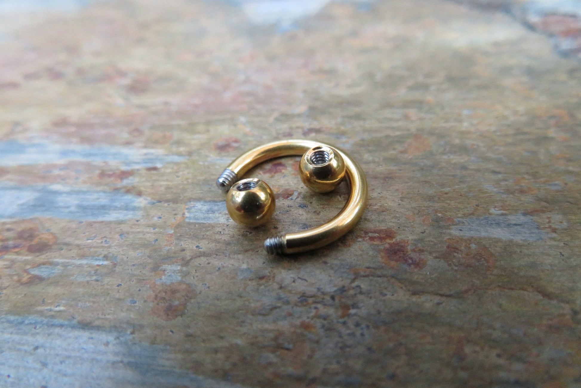 THICK Gold Titanium Ion Plated 14G (1.6mm) Horseshoe Ring Septum Nipple Piercing Barbell 316L Surgical Steel Gauged Up