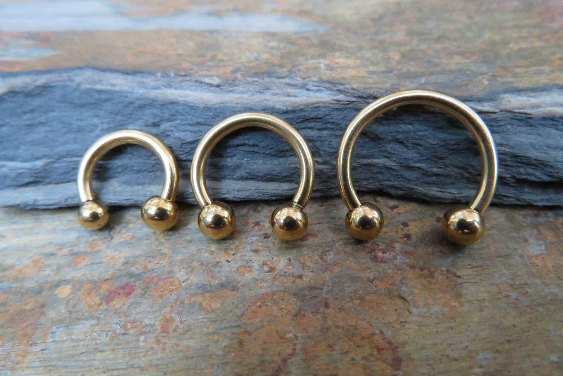 THICK Gold Titanium Ion Plated 14G (1.6mm) Horseshoe Ring Septum Nipple Piercing Barbell 316L Surgical Steel Gauged Up