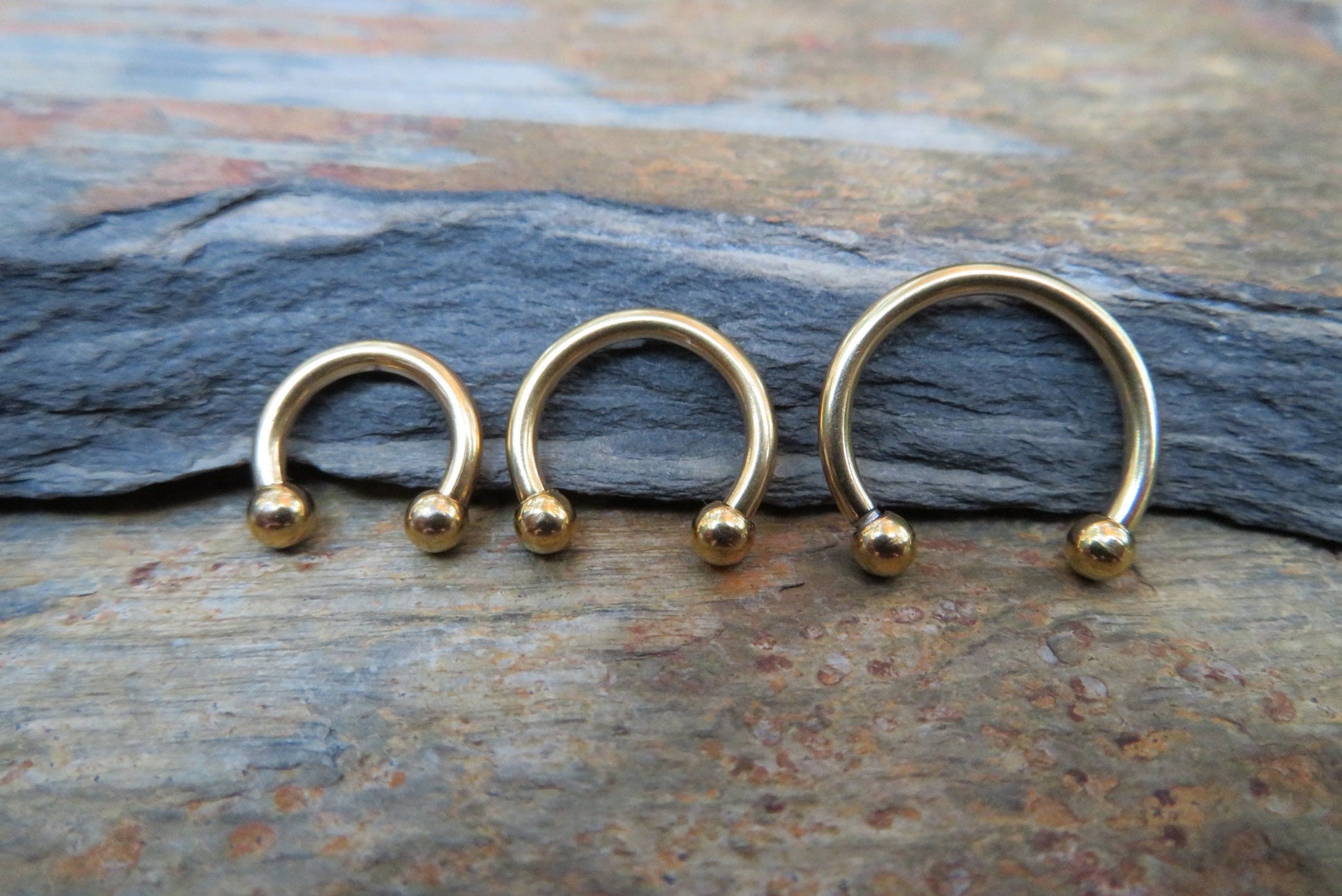 THICK Gold Titanium Ion Plated 14G (1.6mm) Horseshoe Ring Septum Nipple Piercing Barbell 316L Surgical Steel Gauged Up