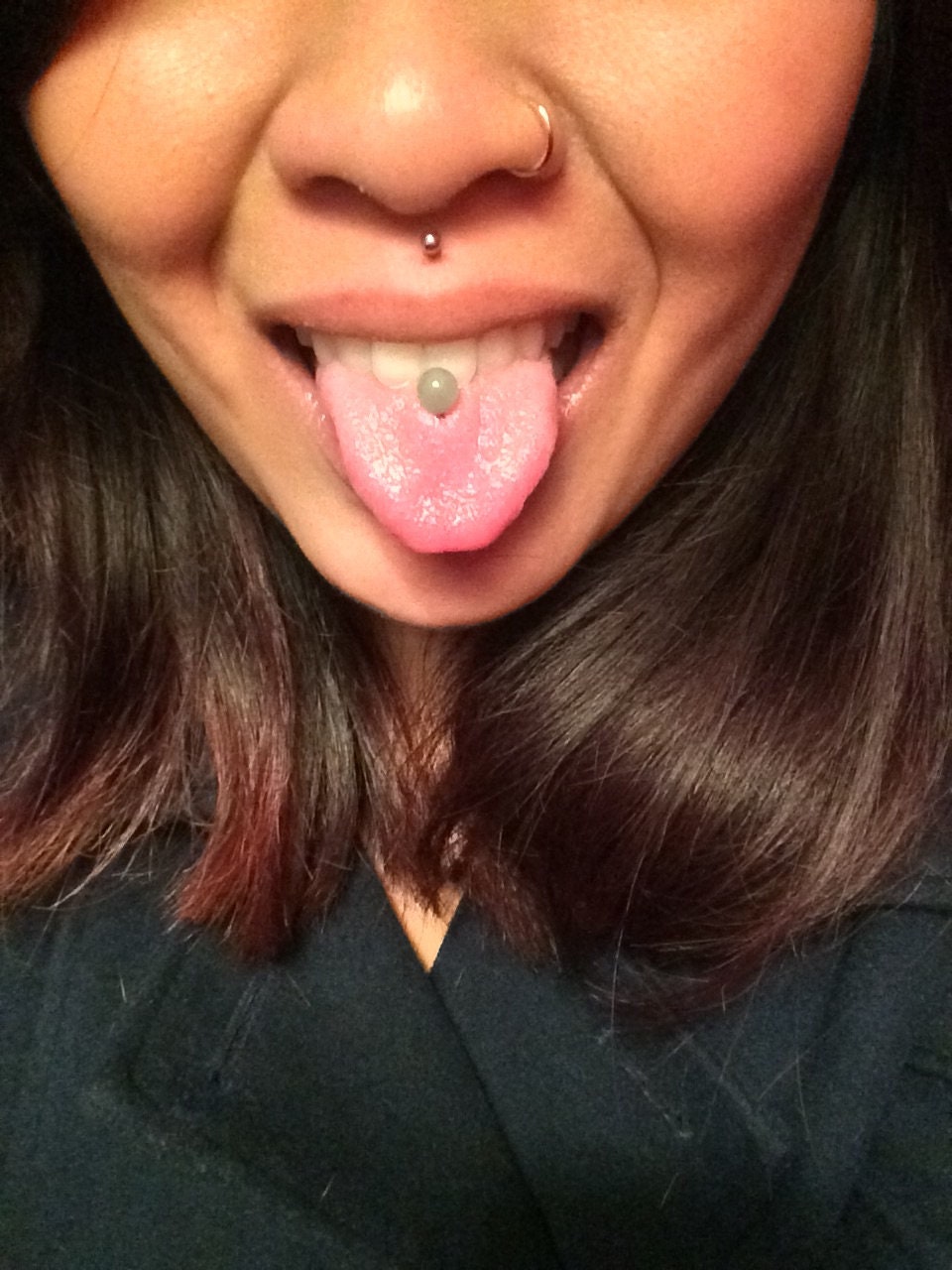 Rose Quartz Natural Stone Tongue Ring Barbell Bar 14G (1.6mm) Piercing Piercings Barbells Hypoallergenic 316L Surgical Steel