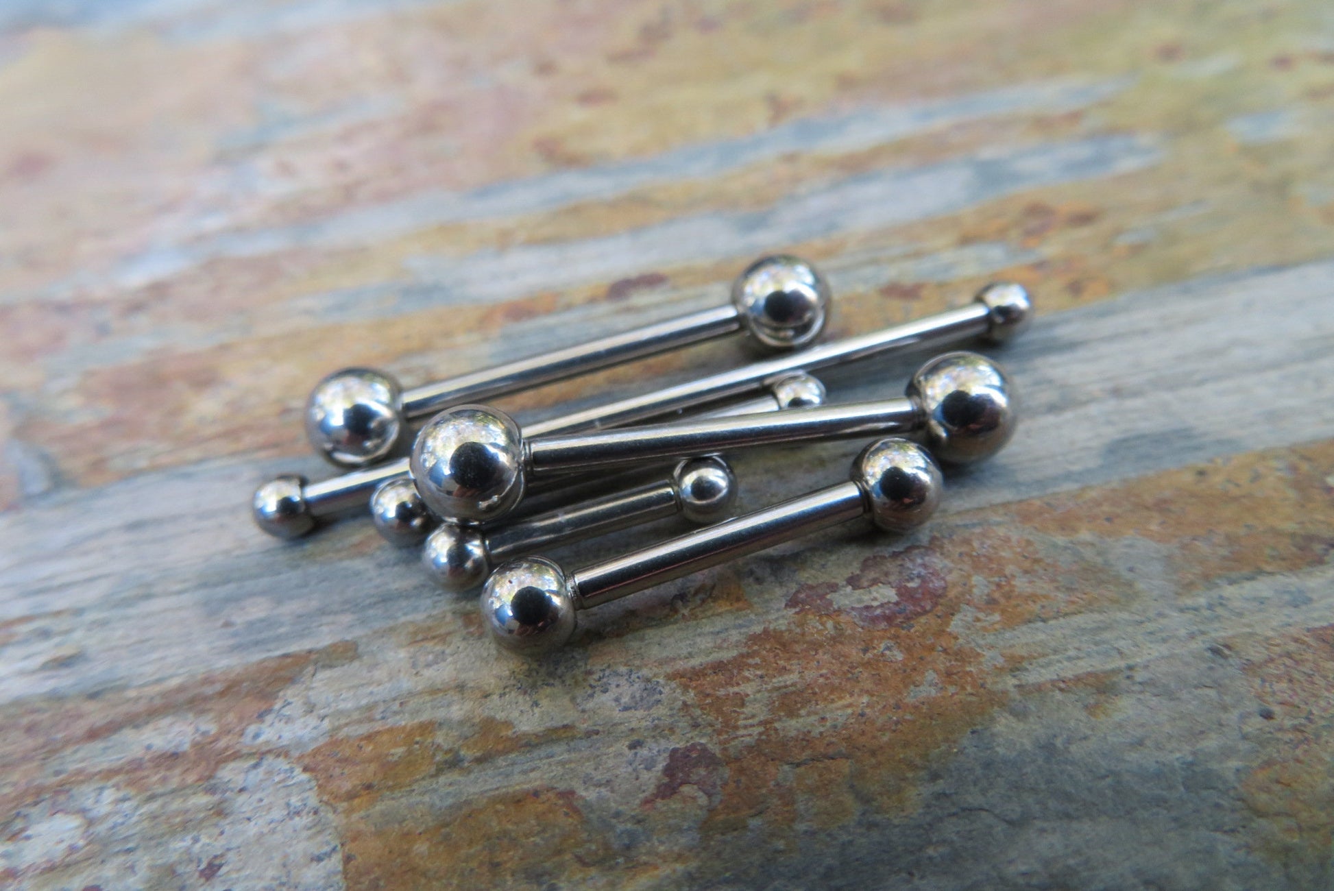 One Single 14g (1.6mm) Barbell 100% Surgical Steel Custom Length & Ball Size Standard Industrial Nipple Tongue Piercing Bars Scaffold Ring