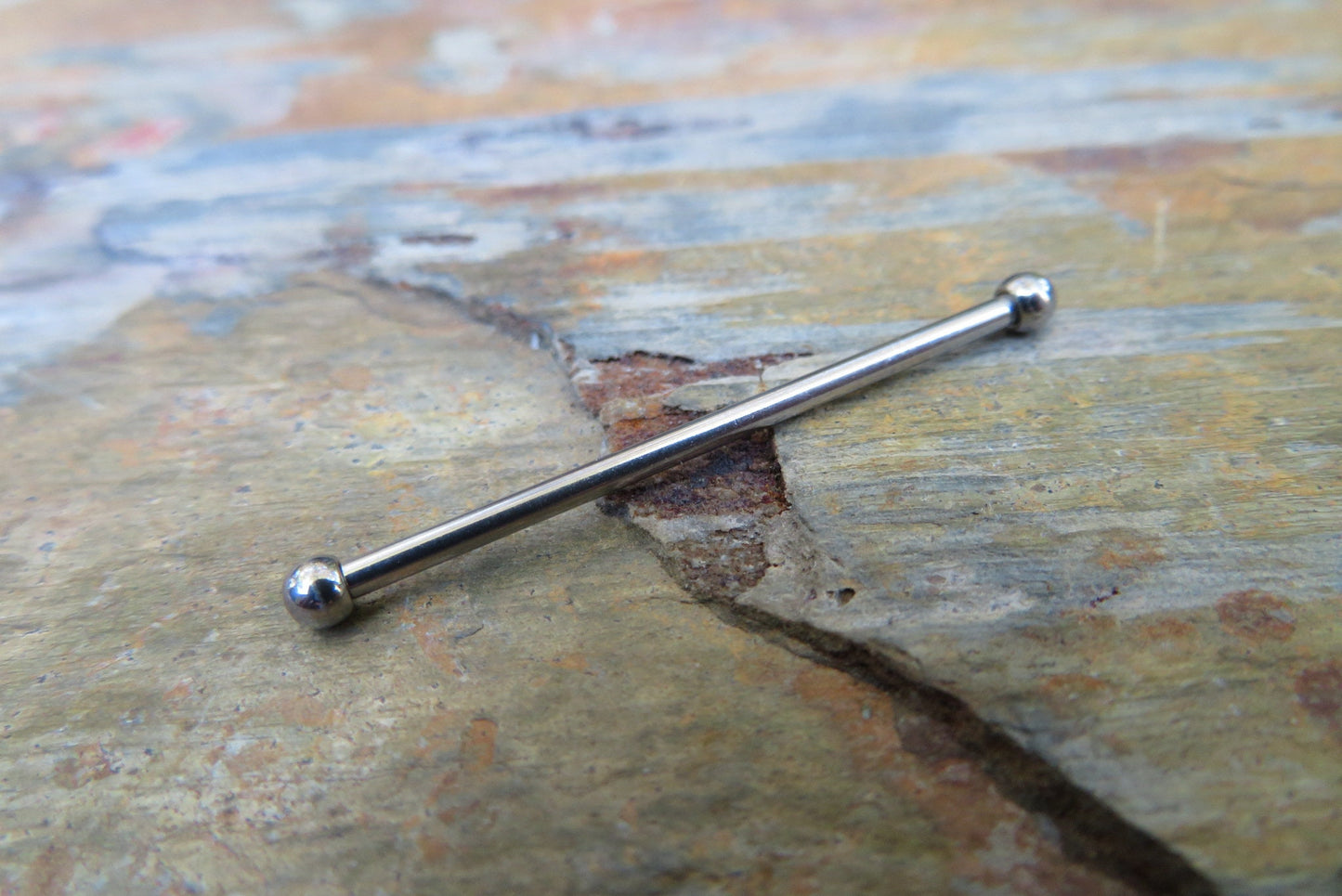 One Single 14g (1.6mm) Barbell 100% Surgical Steel Custom Length & Ball Size Standard Industrial Nipple Tongue Piercing Bars Scaffold Ring
