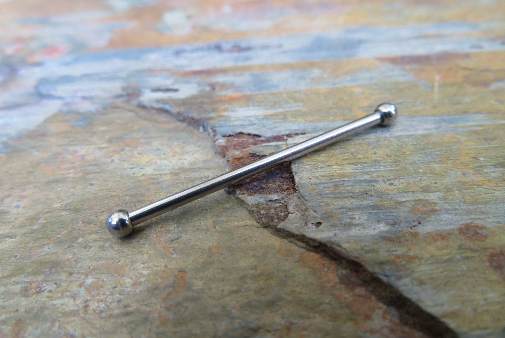 One Single 14g (1.6mm) Barbell 100% Surgical Steel Custom Length & Ball Size Standard Industrial Nipple Tongue Piercing Bars Scaffold Ring