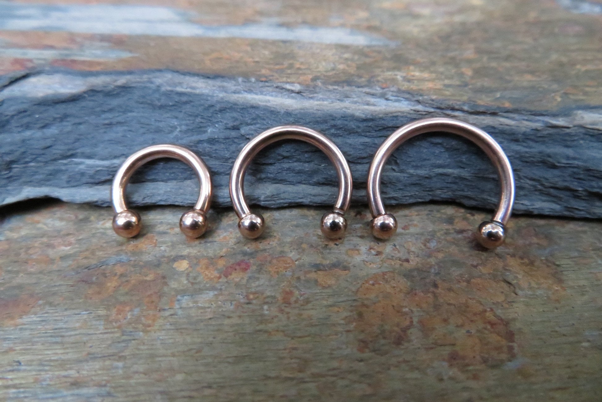 THICK Rose Gold Titanium Ion Plated 14G (1.6mm) Horseshoe Ring Septum Nipple Piercing Barbell 316L Surgical Steel Gauged Up