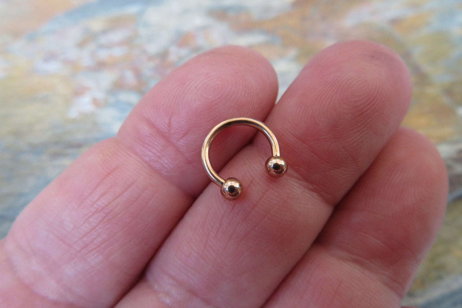 Rose Gold Titanium Ion Plated 16G (1.2mm) Horseshoe Ring Septum Piercing 316L Surgical Steel