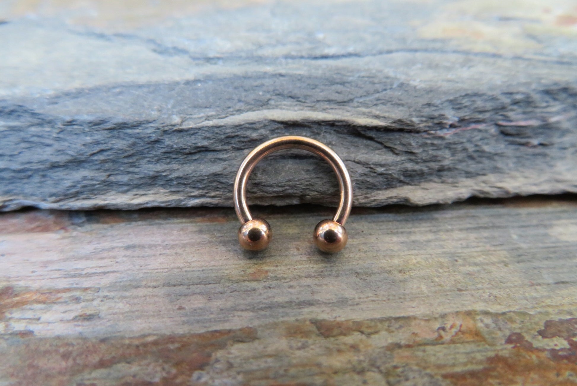Rose Gold Titanium Ion Plated 16G (1.2mm) Horseshoe Ring Septum Piercing 316L Surgical Steel