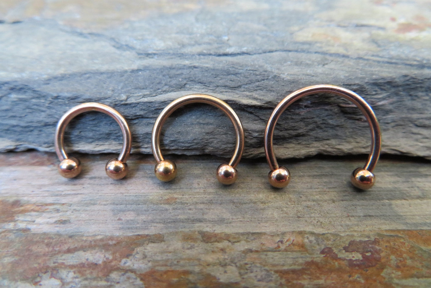 Rose Gold Titanium Ion Plated 16G (1.2mm) Horseshoe Ring Septum Piercing 316L Surgical Steel