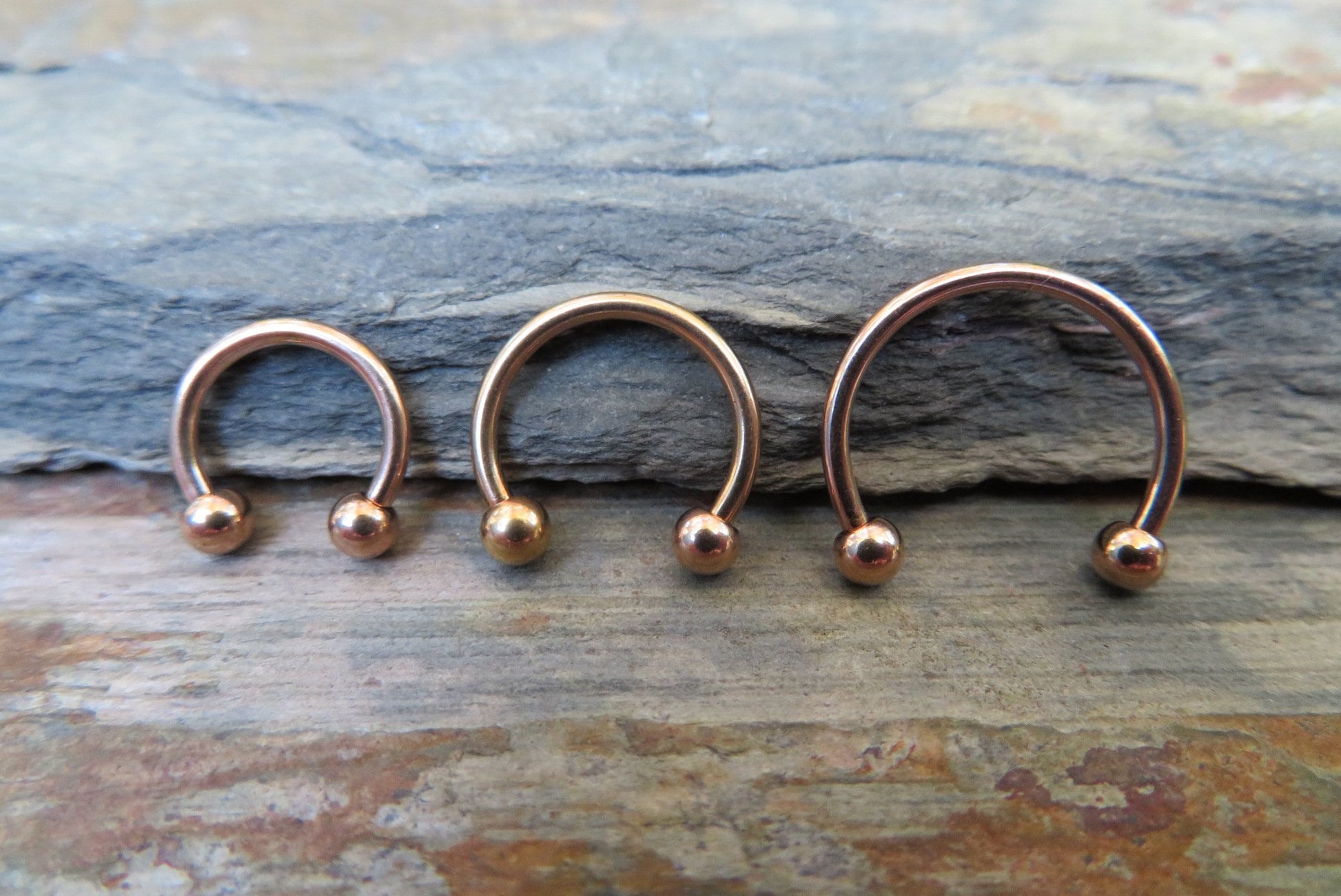 Rose Gold Titanium Ion Plated 16G (1.2mm) Horseshoe Ring Septum Piercing 316L Surgical Steel