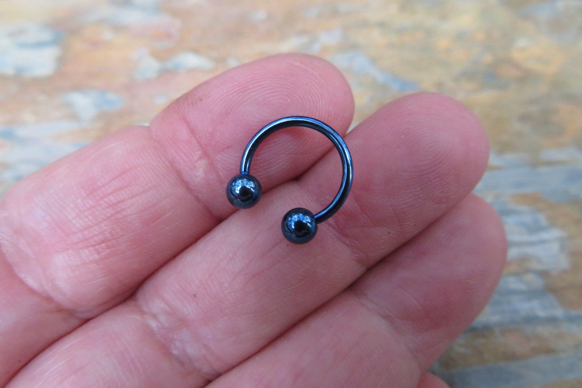 Dark Blue Titanium Ion Plated 16G (1.2mm) Horseshoe Ring Septum Piercing 316L Surgical Steel