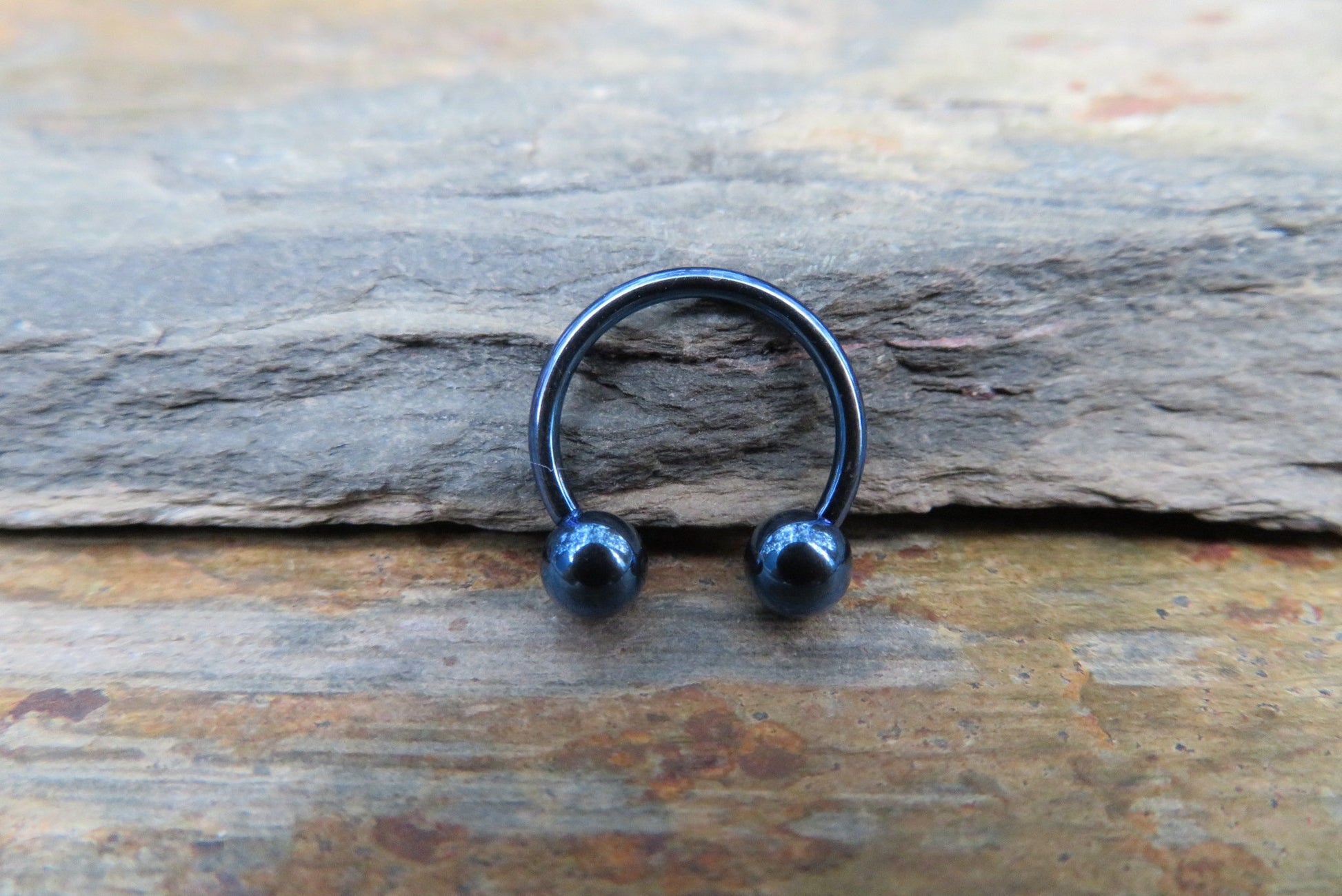 Dark Blue Titanium Ion Plated 16G (1.2mm) Horseshoe Ring Septum Piercing 316L Surgical Steel
