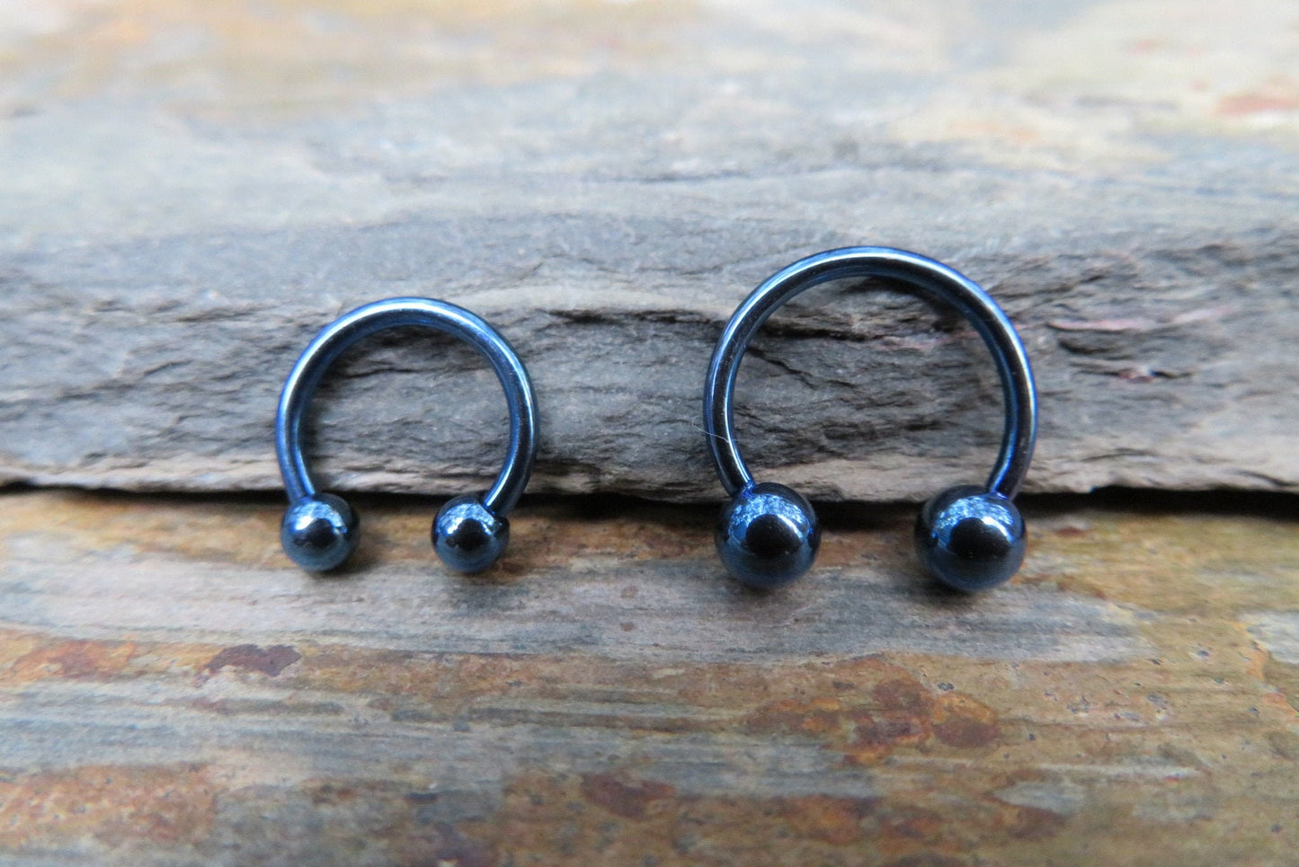 Dark Blue Titanium Ion Plated 16G (1.2mm) Horseshoe Ring Septum Piercing 316L Surgical Steel