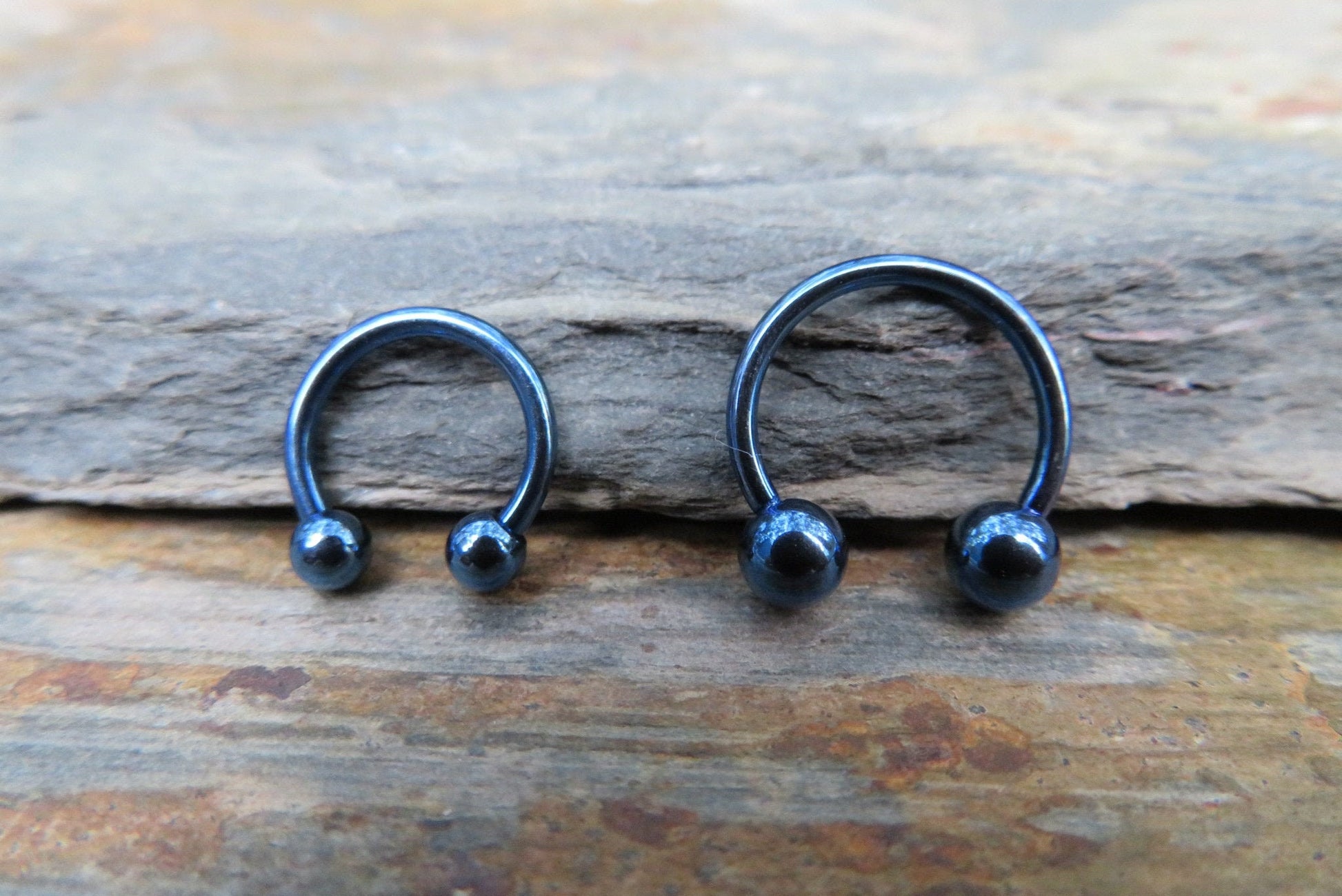 Dark Blue Titanium Ion Plated 16G (1.2mm) Horseshoe Ring Septum Piercing 316L Surgical Steel