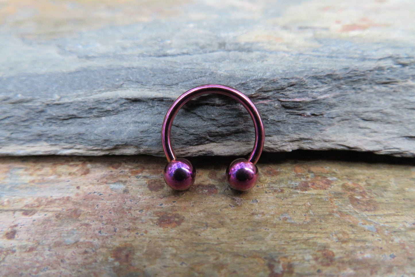 Purple Titanium Ion Plated 16G (1.2mm) Horseshoe Nose Ring Septum Piercing 316L Surgical Steel