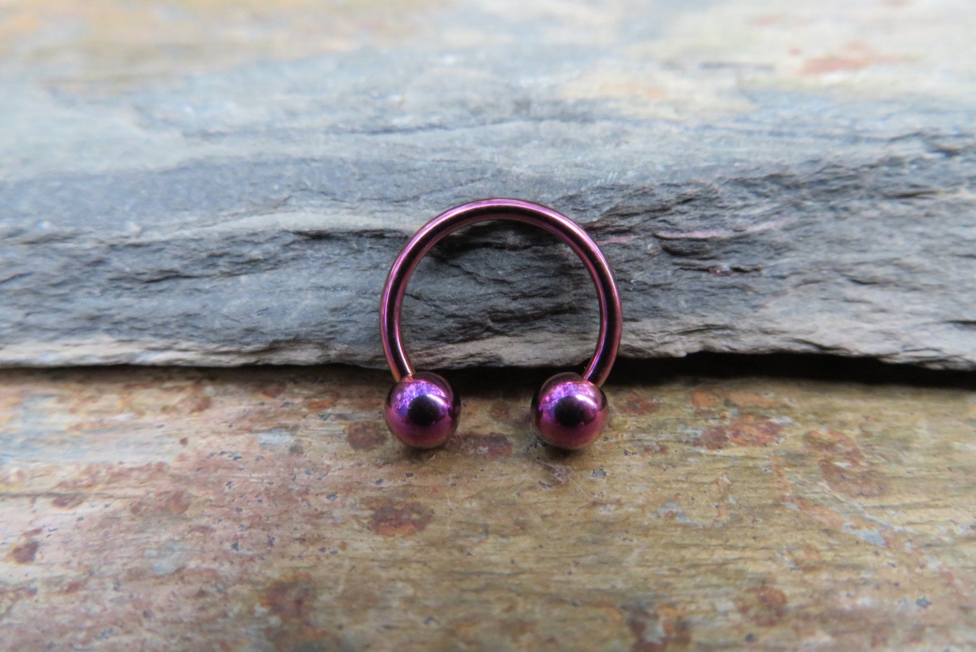Purple Titanium Ion Plated 16G (1.2mm) Horseshoe Nose Ring Septum Piercing 316L Surgical Steel