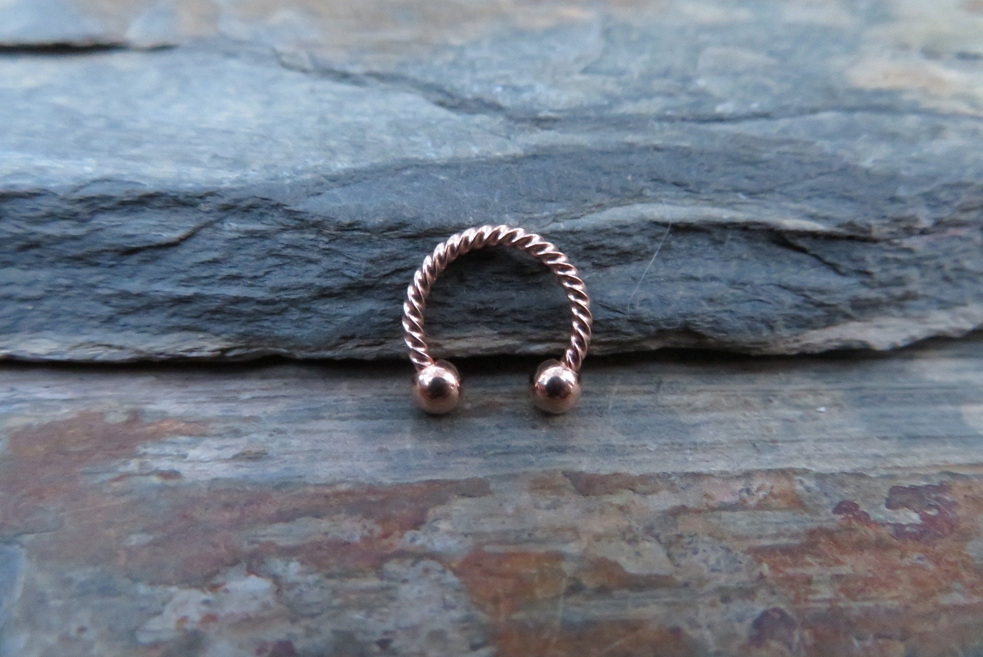 Gold Titanium Ion Plated Twisted 16G (1.2mm) Horseshoe Ring Septum Piercing 316L Surgical Steel