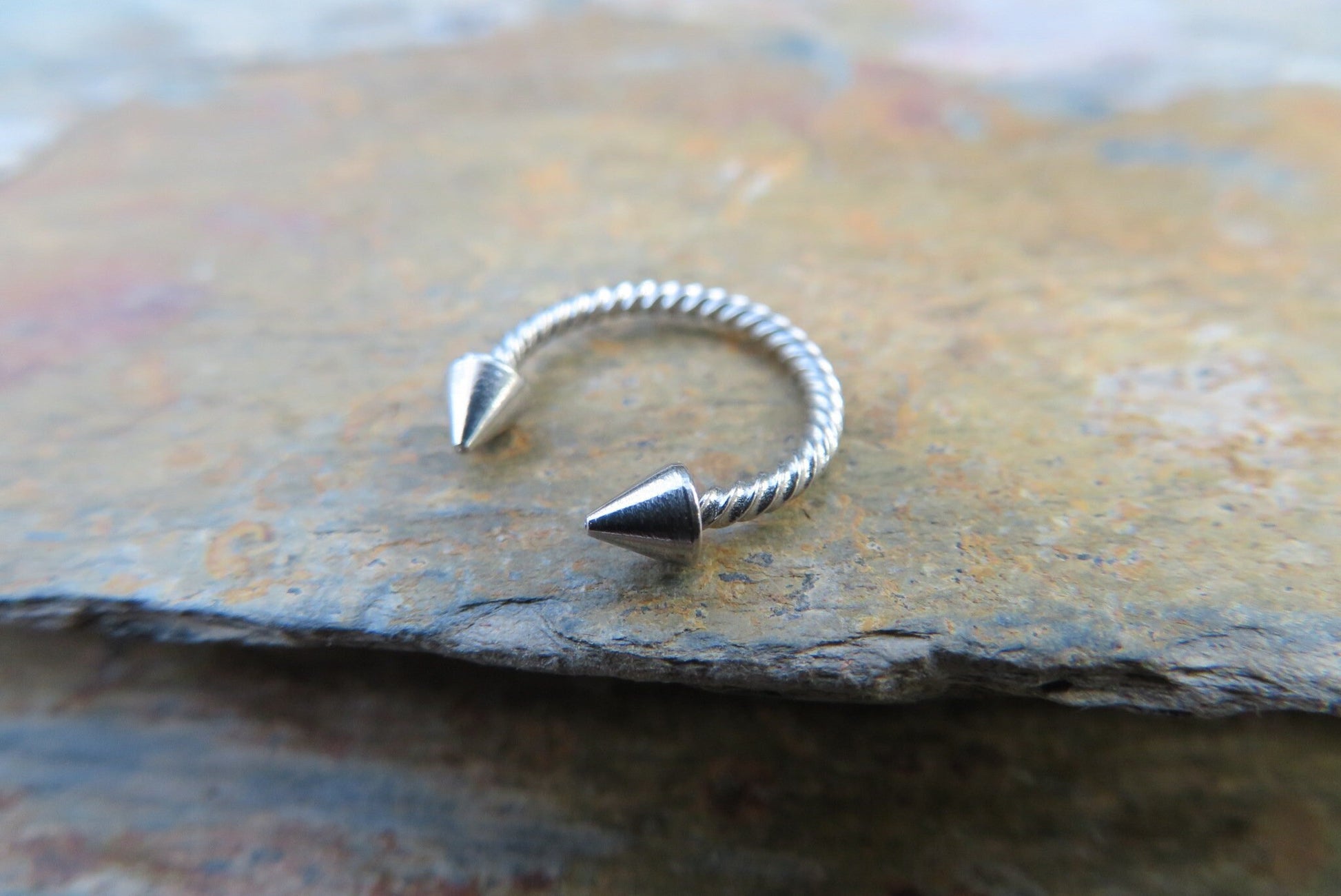 Surgical Steel Twisted Spiked 16G (1.2mm) Horseshoe Ring Septum Piercing Hypoallergenic 316L Steel Spikes