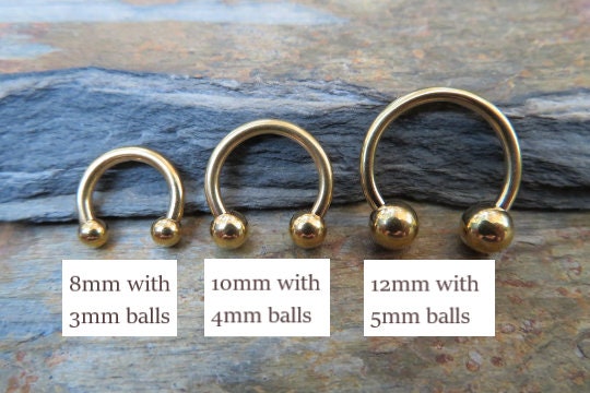 THICK Gold Titanium Ion Plated 14G (1.6mm) Horseshoe Ring Septum Nipple Piercing Barbell 316L Surgical Steel Gauged Up