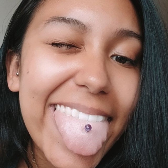 Rose Quartz Natural Stone Tongue Ring Barbell Bar 14G (1.6mm) Piercing Piercings Barbells Hypoallergenic 316L Surgical Steel