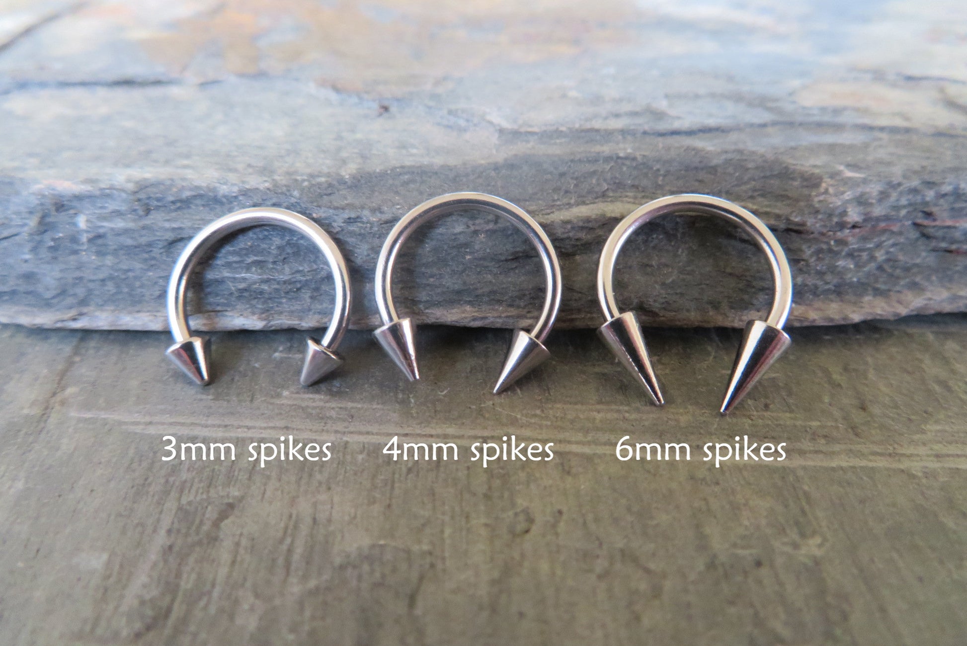 18G (1.0mm) or 16G (1.2mm) Petite 316L Surgical Steel Long Spikes Hypoallergenic Horseshoe Ring Septum Cartilage Piercing Gauge Spiked
