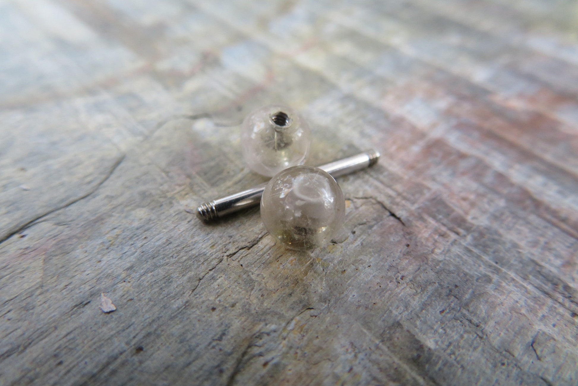 Gold Titanium Ion Plated Natural Golden Rutile Quartz 6mm Stone Nipple Tongue Ring 14G (1.6mm) Barbell Barbells Bars Piercing