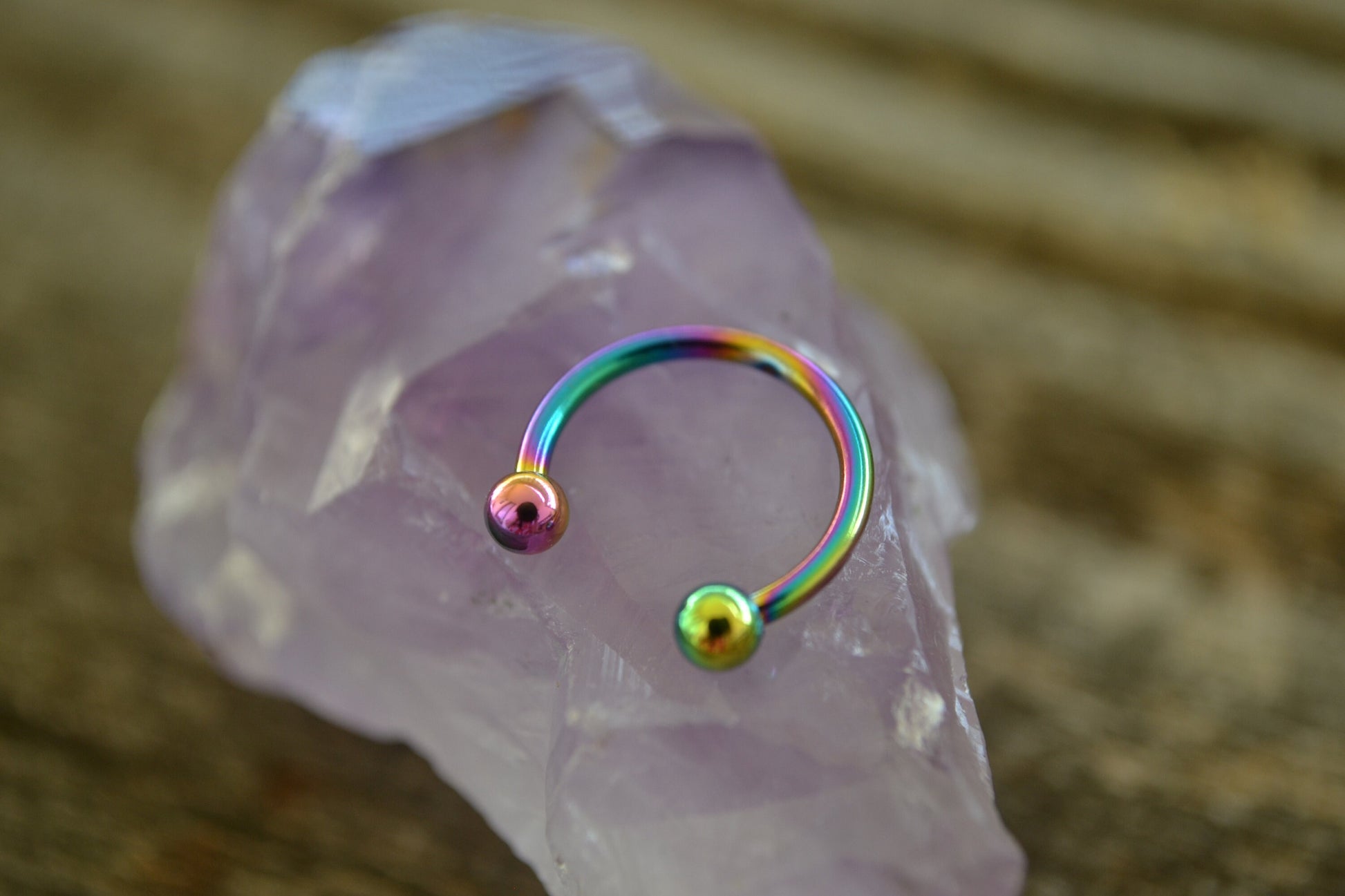 Rainbow Titanium Ion Plated 16G (1.2mm) Horseshoe Ring Septum Piercing 316L Surgical Steel