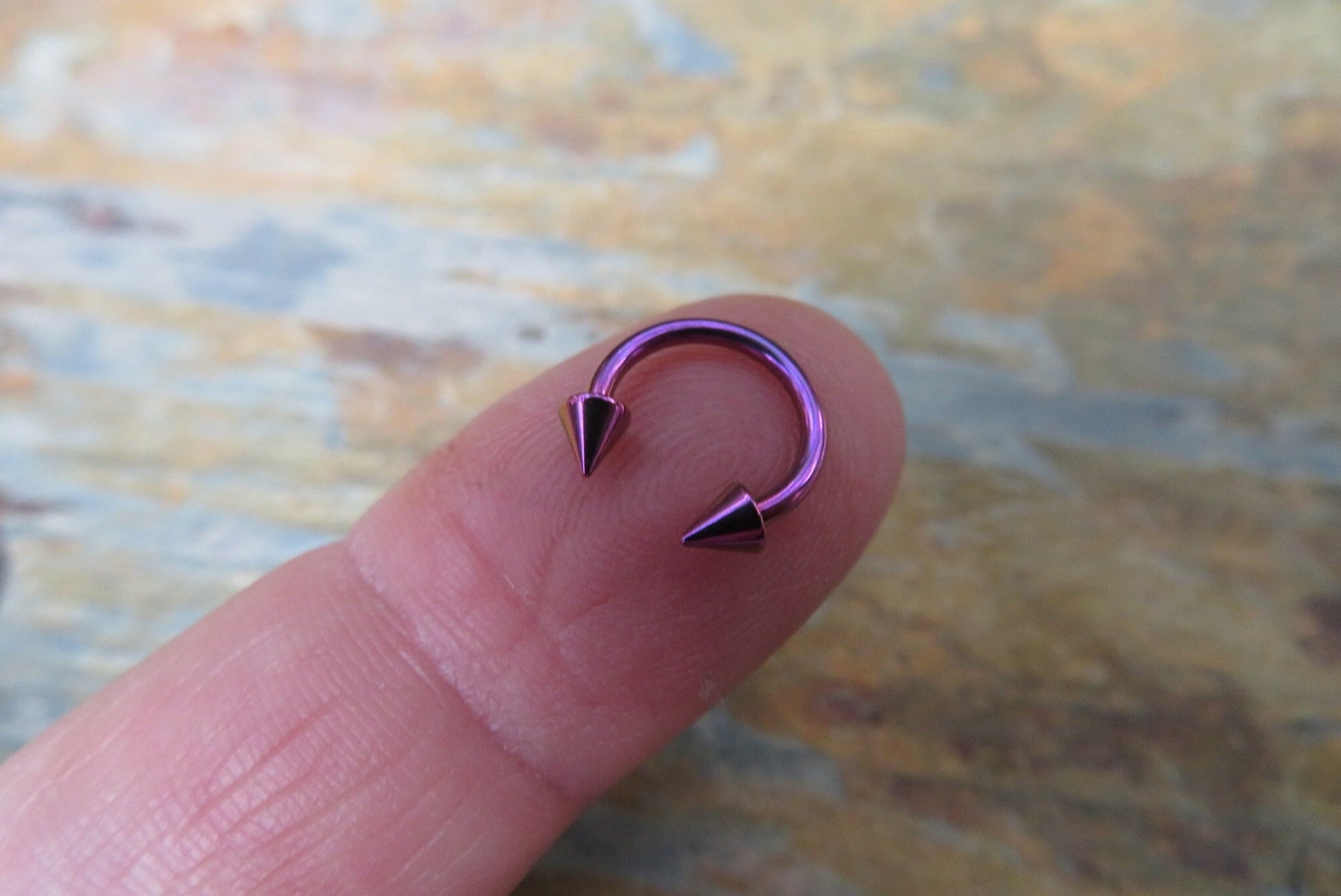 Purple Titanium Ion Plated Spiked 16G (1.2mm) Horseshoe Ring Septum Piercing 316L Surgical Steel Spikes